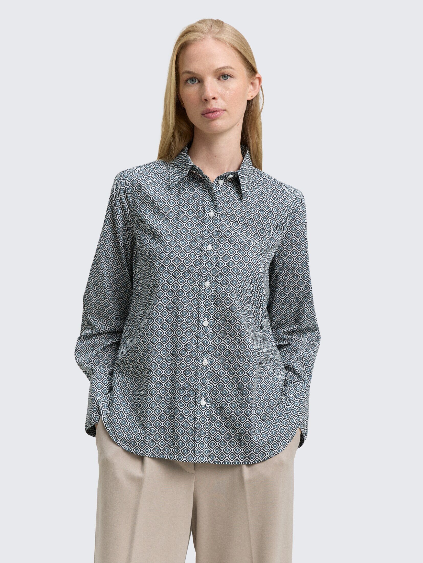 TOM TAILOR Langarmbluse Blusen & Shirts Hemdbluse mit Muster günstig online kaufen