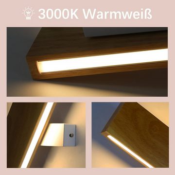 ZMH LED Wandleuchte innen Wandlampe Holz Modern Flurlampe Up und Down Design, 300° Drehbar, LED fest integriert, Warmweiß, 32CM, 10W