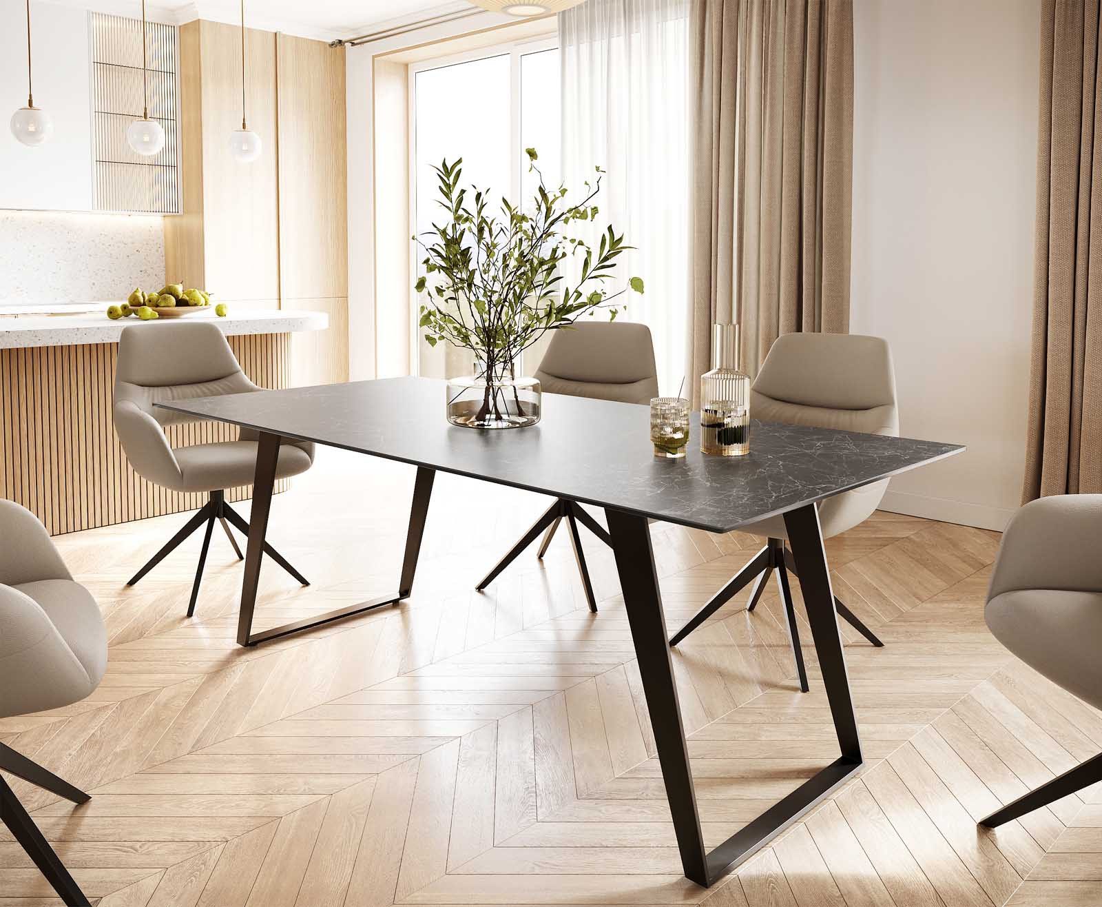 DELIFE Esstisch Edge, Keramik Laminam® Nero günstig online kaufen