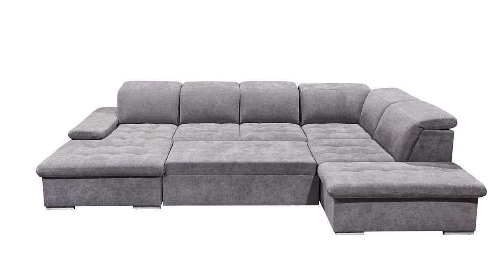 DESIGN U-Sofa 340x240 cm EXCITING Wayne Wohnlandschaft, Couch Dunkelgrau ED Wohnlandschaft Ecksofa