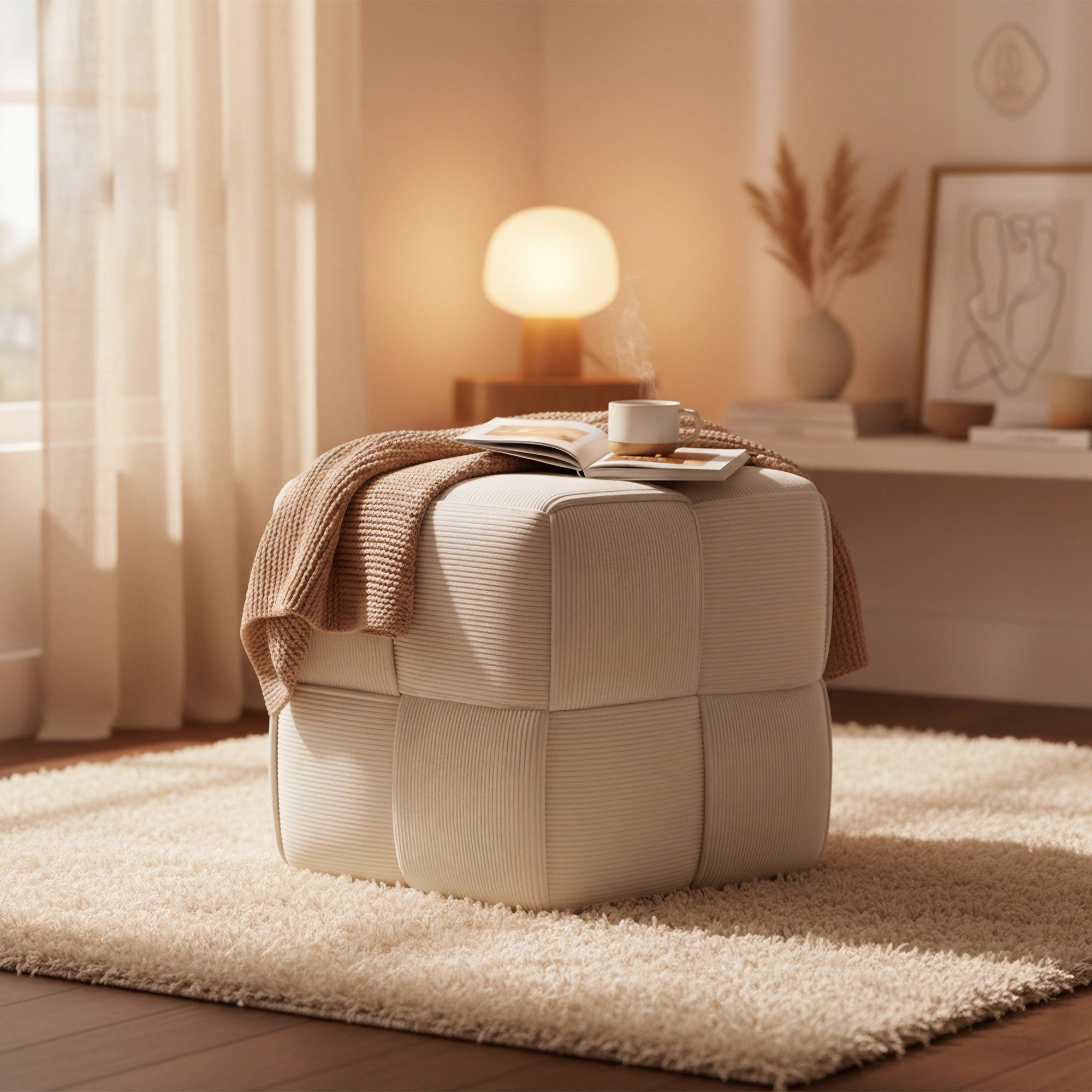 CLP Sitzhocker Sitzhocker Cordstoff Forinta (1er, 1 St., 1er), quadratisch gepolstert, bequem und stabil