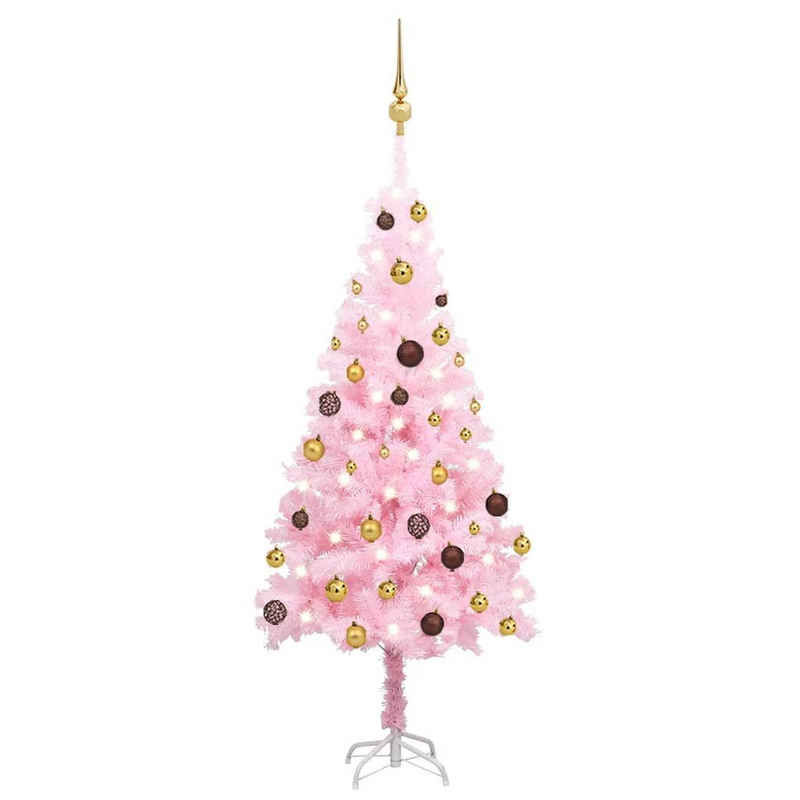 vidaXL Künstlicher Weihnachtsbaum »Künstlicher Weihnachtsbaum mit LEDs & Schmuck Rosa 120 cm PVC«