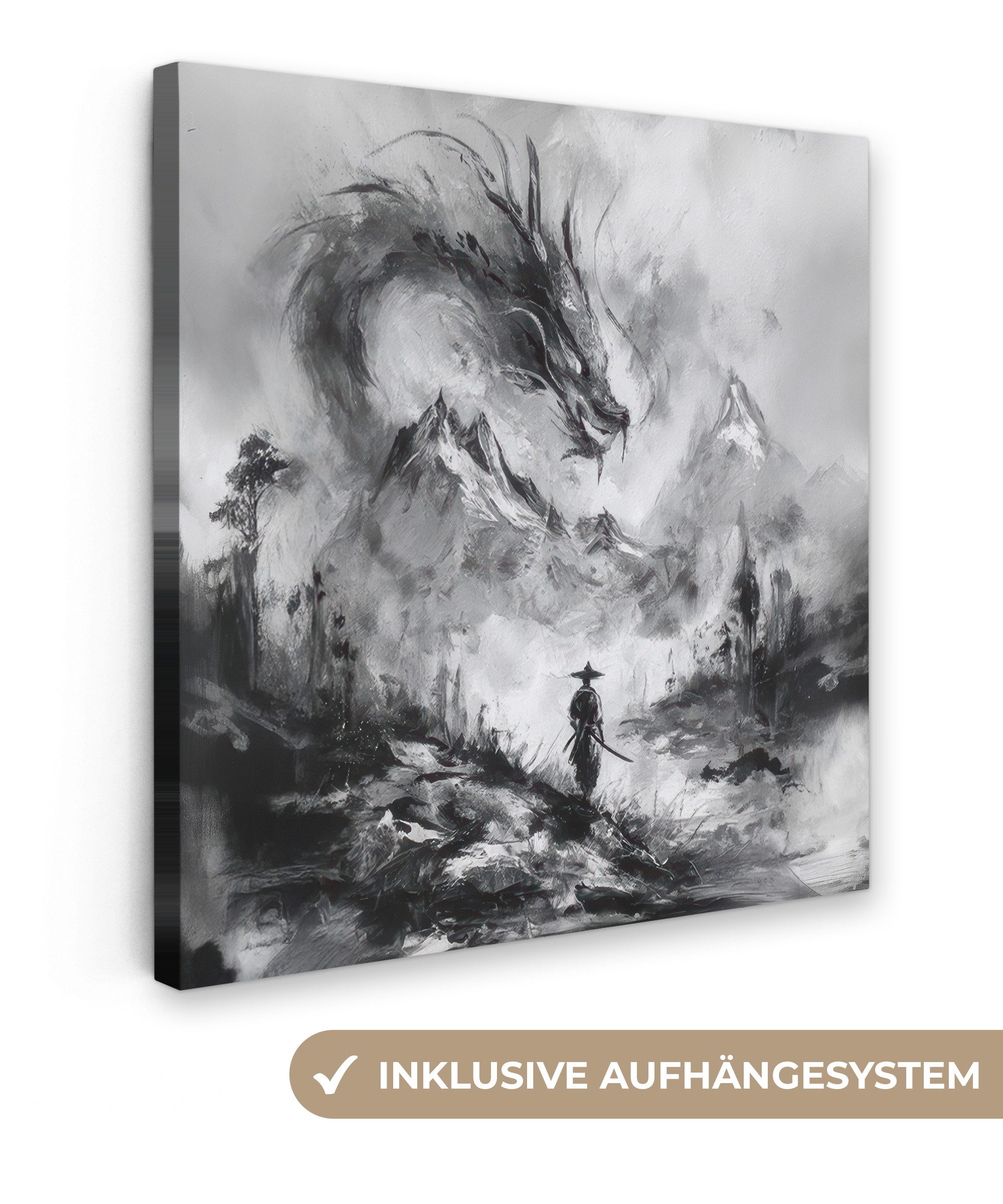 OneMillionCanvasses® Leinwandbild Krieger - Drache - günstig online kaufen