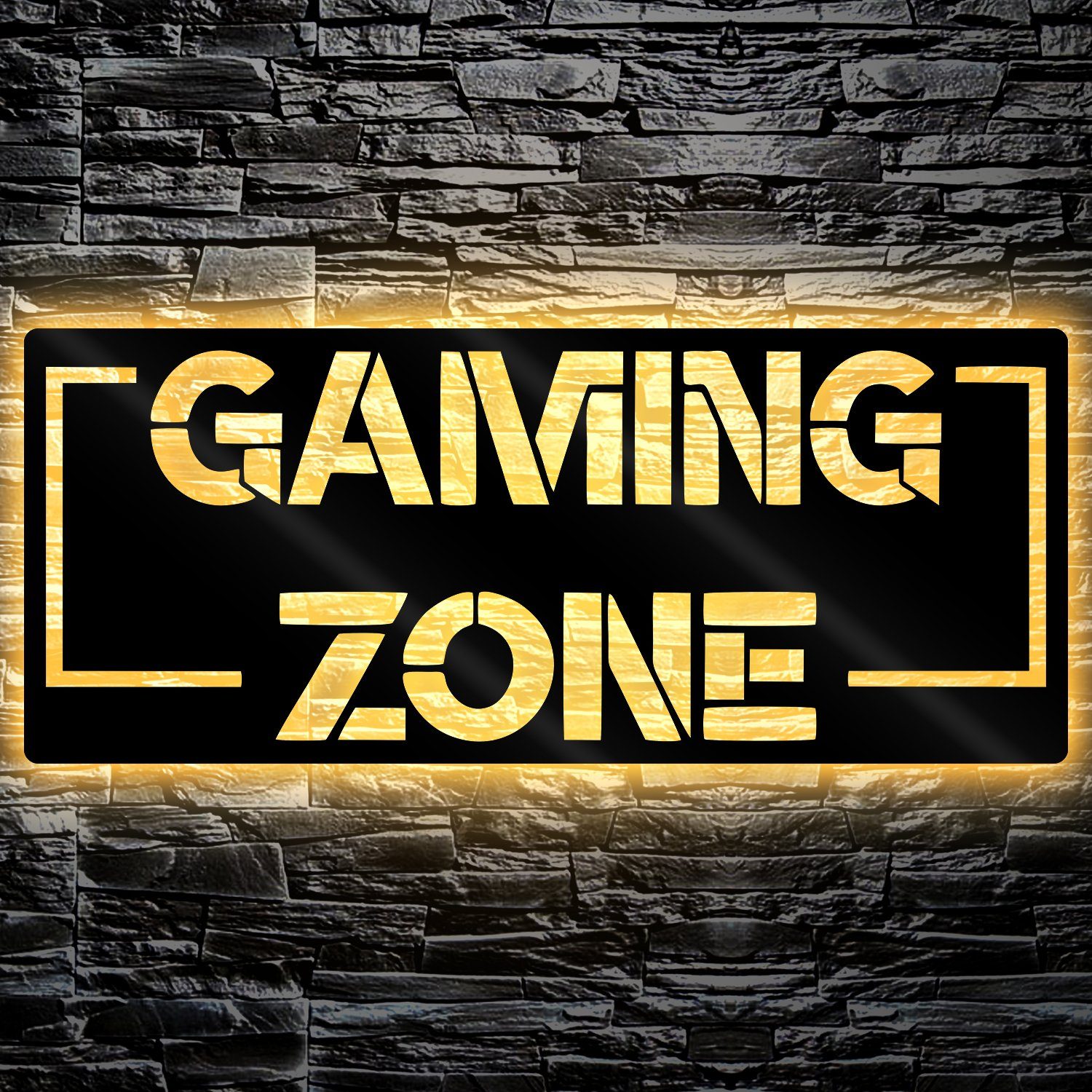 LEON FOLIEN Dekofigur Gaming Zone LED Schild - Gamer Geschenkidee Schwarz  #55