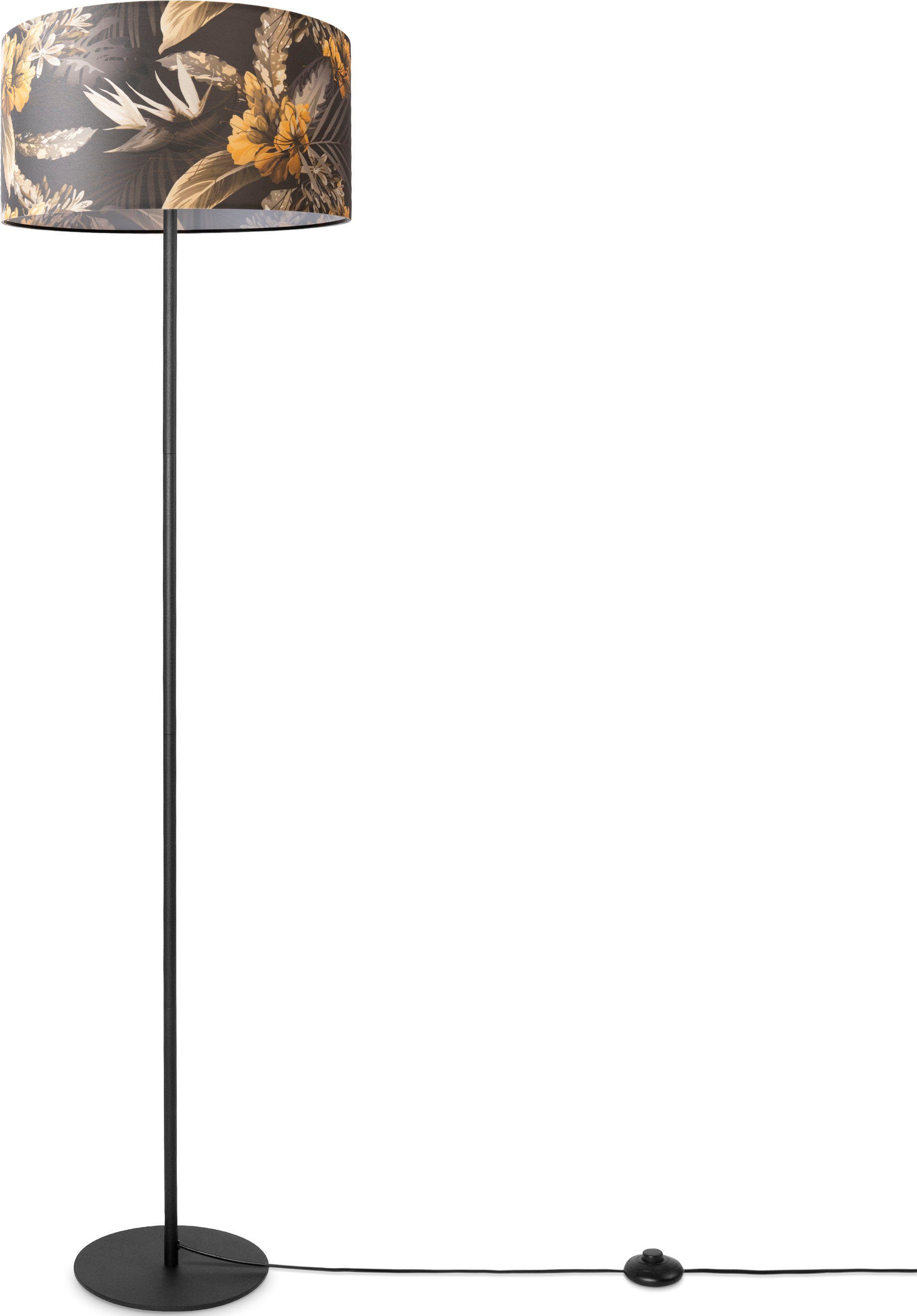 Paco Home Stehlampe Luca Flower, ohne Leuchtmittel, Standlampe Stoff Lampenschirm Wohnzimmer Textil Schirm Blumen Muster