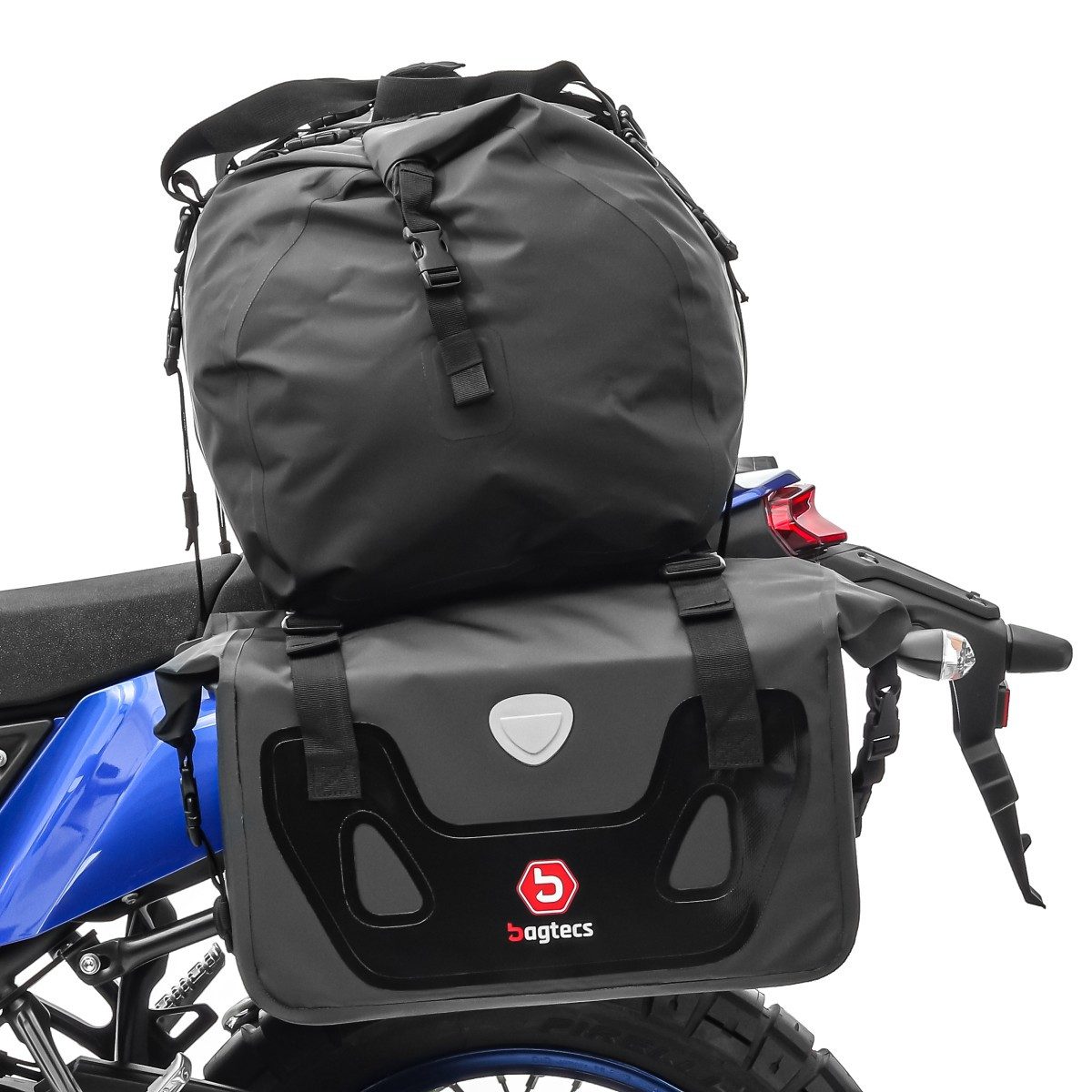 Bagtecs Reisetasche Motorrad Satteltaschen mit Hecktasche # RB25 + XF80 Drybag Vol. 130L
