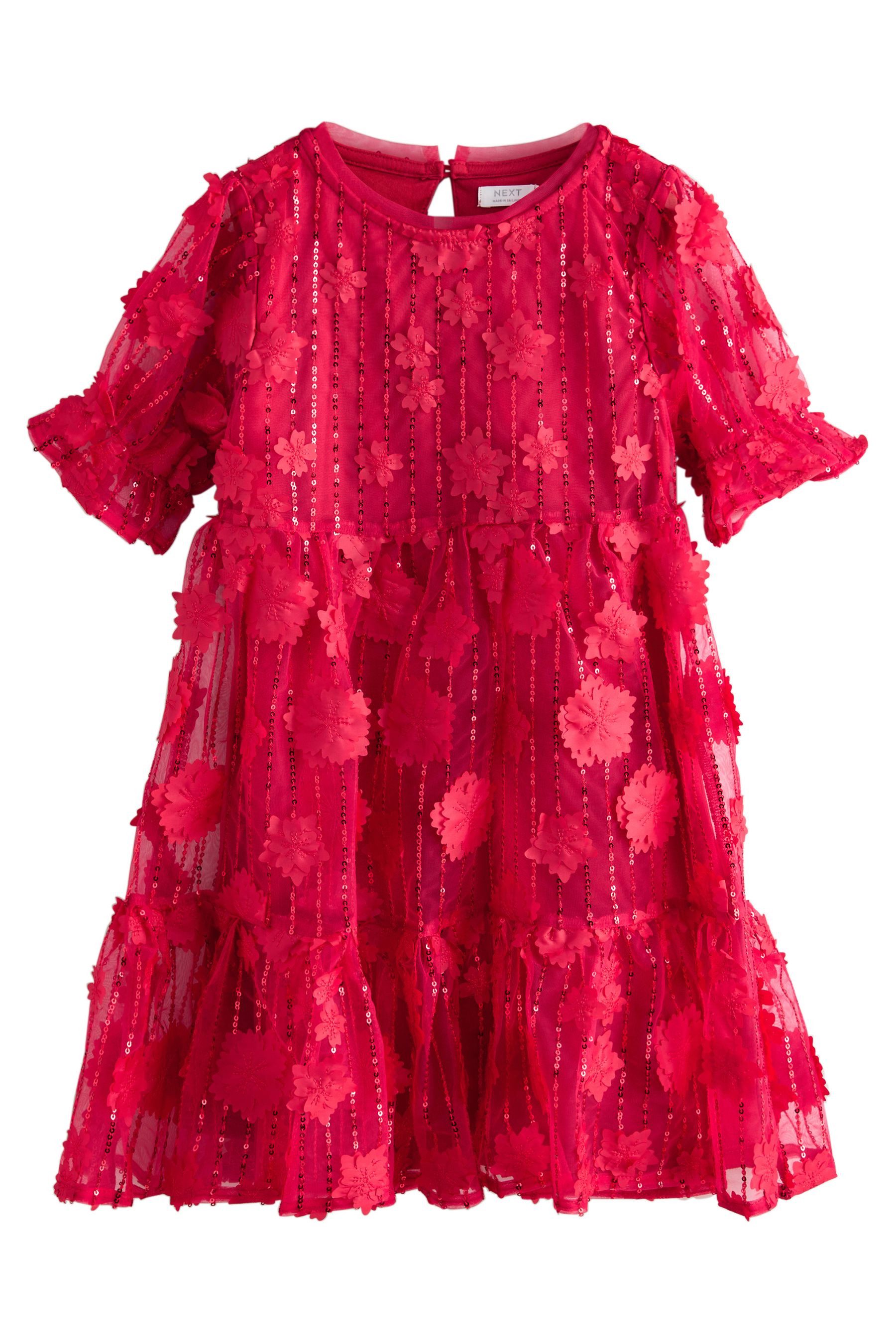 Next Partykleid Mesh-Partykleid mit Paillettenblume (1-tlg)