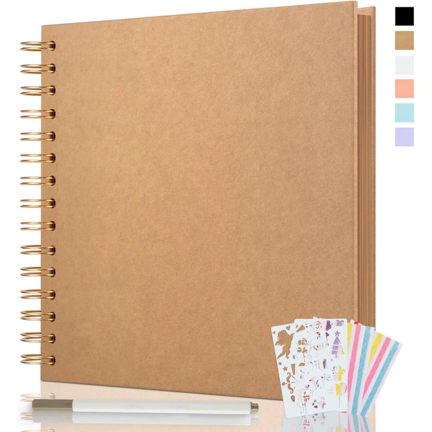 LuxusKollektion Fotoalbum Fotobuch DIY Scrapbook Album 24x24cm 80 Seiten Spiralalbum Gästebuch