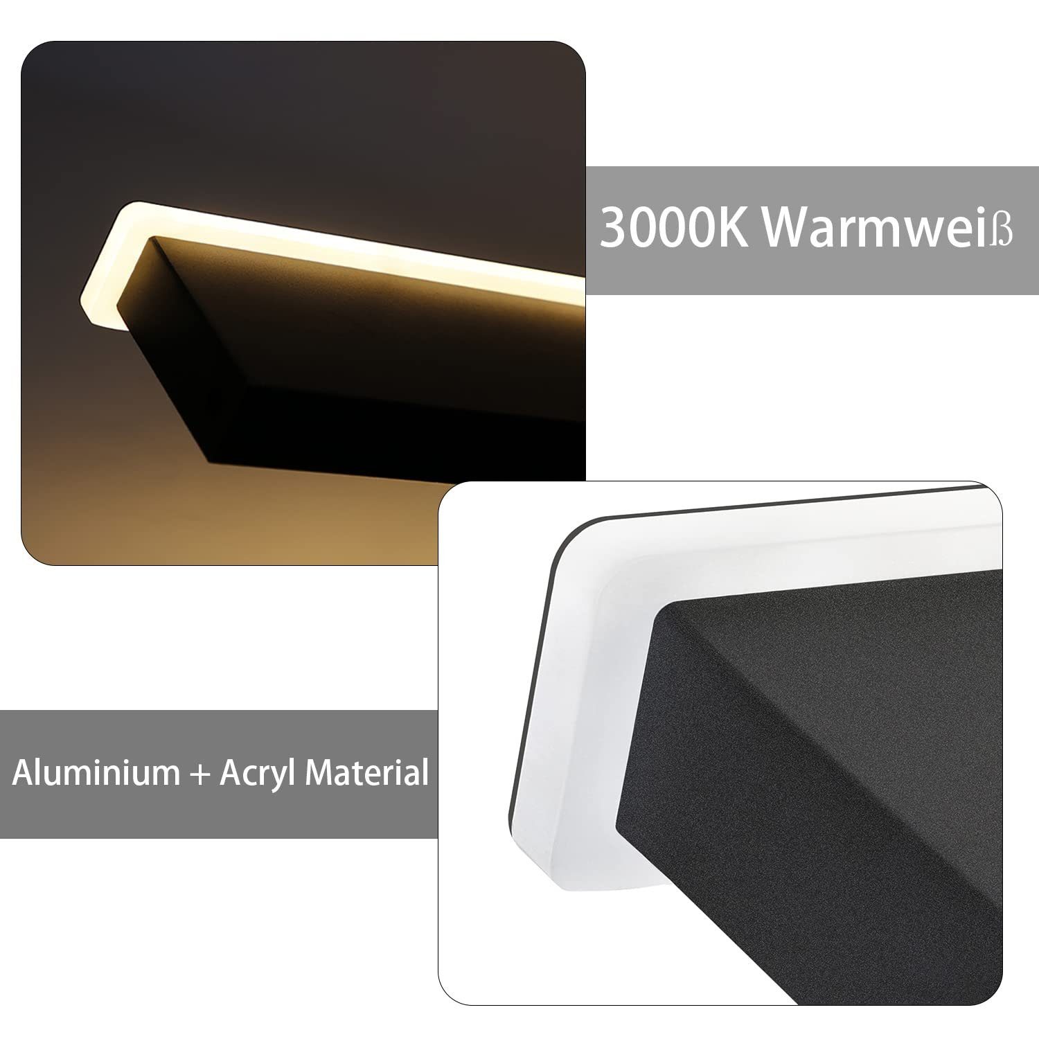 Wohnzimmer Außen-Wandleuchte Lang Warmweiß 100CM LED Nettlife 3 Flurlampe Metall Wandlampe Magnethaken Schlafzimmer,