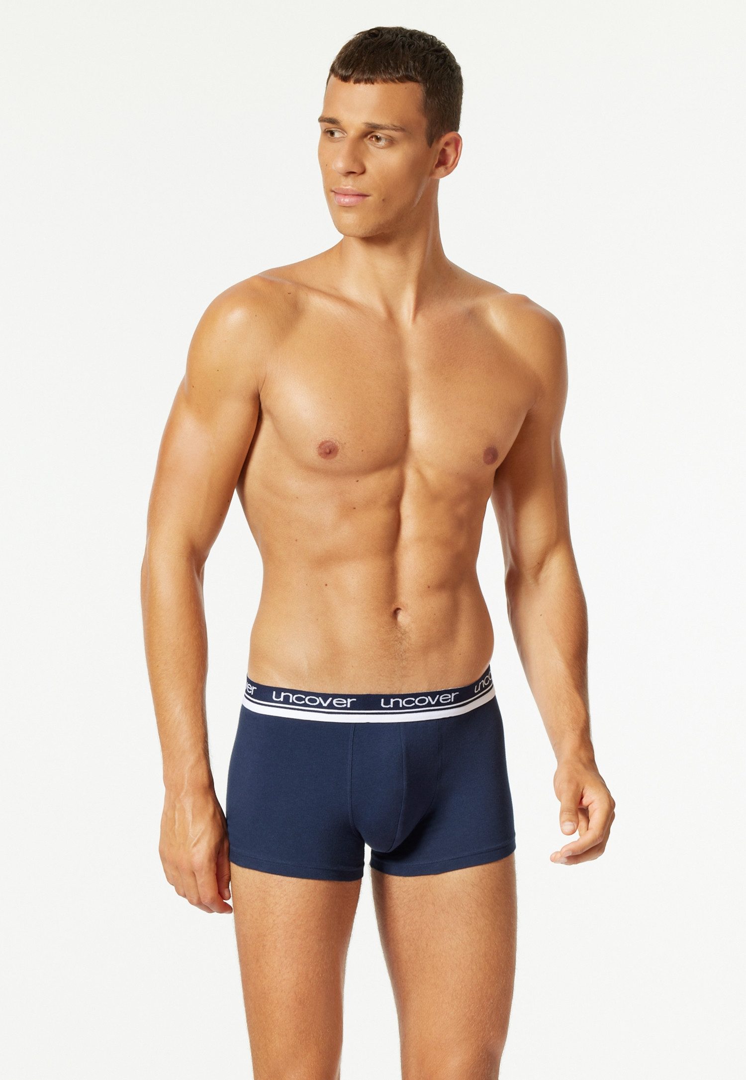 uncover by SCHIESSER Boxer Uncover Cotton (2er Pack) Logo-Bund, elastisch, ohne Eingriff, perfekter Sitz