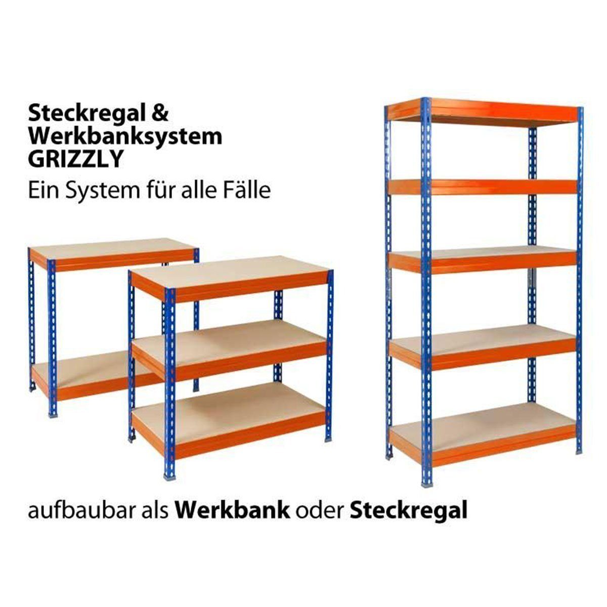 Karat Schwerlastregal Grizzly Blau-Orange, 8 Größen, 5 Fachböden, Regal, La günstig online kaufen