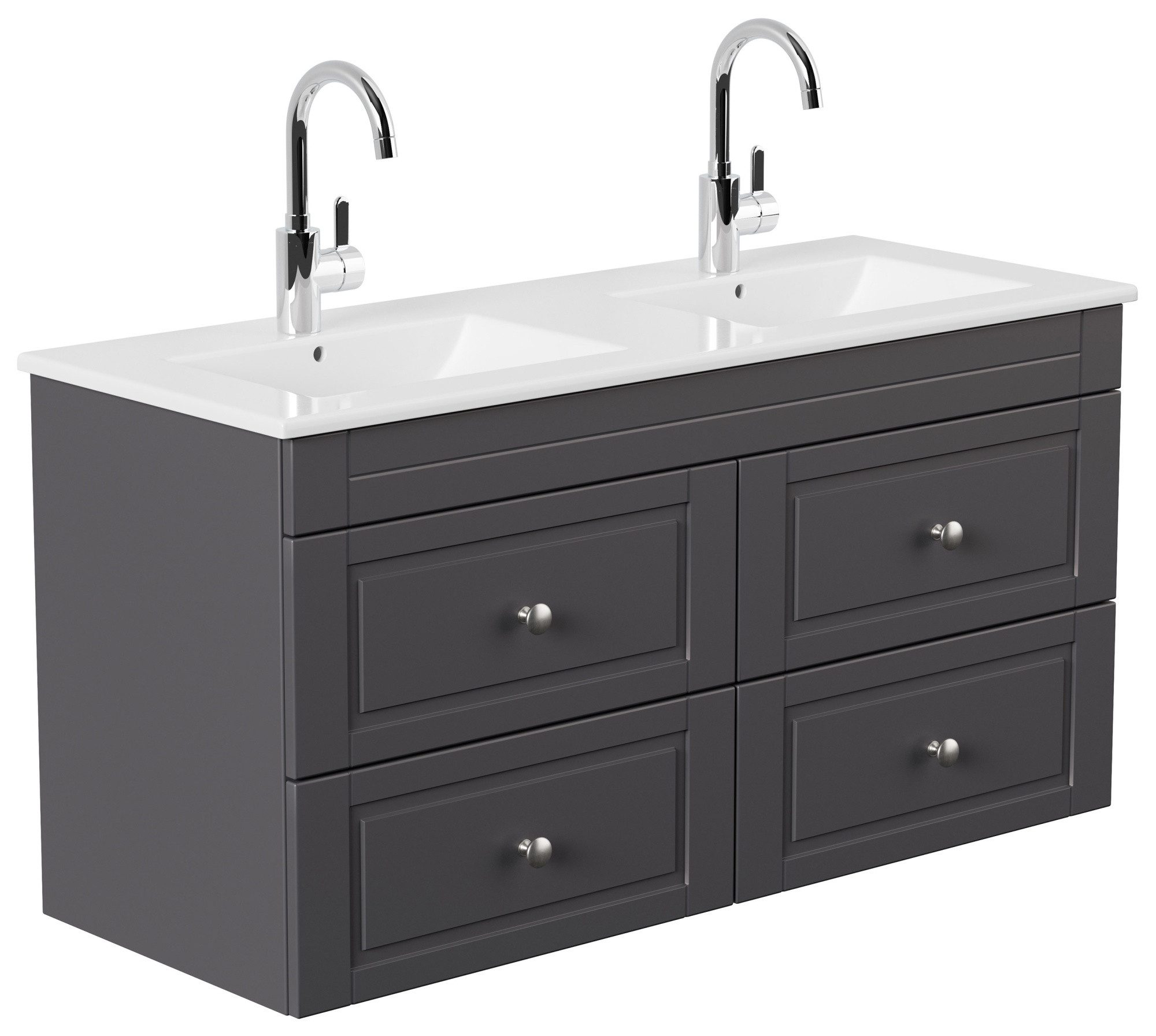 Magnolia Home Doppelwaschtisch Badmöbel Helios Cottage Doppel-Waschbecken SoftClose anthrazit