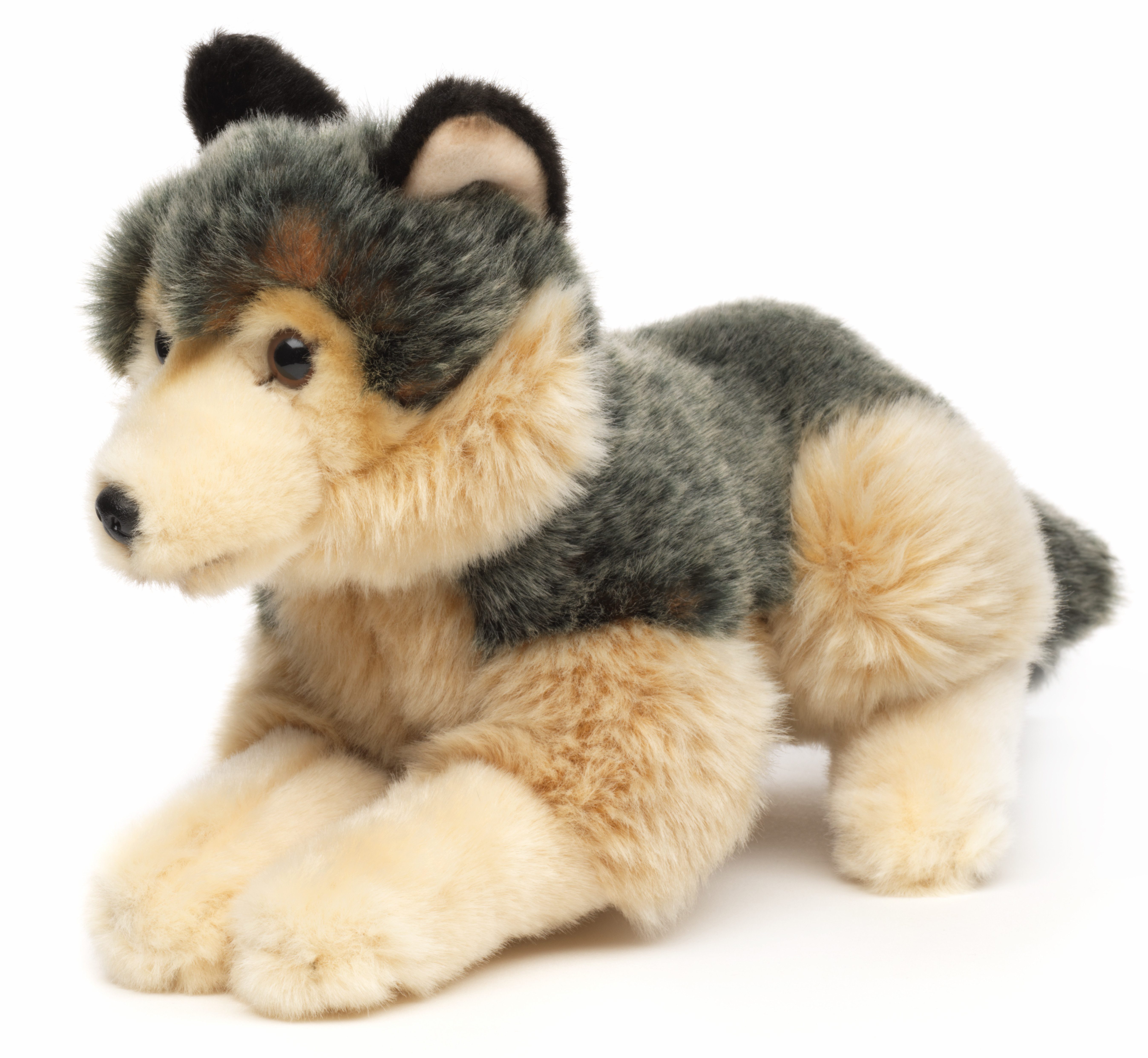 Uni-Toys Kuscheltier Grauwolf Junges, liegend - 22 cm (Länge) - Plüsch-Wolf günstig online kaufen