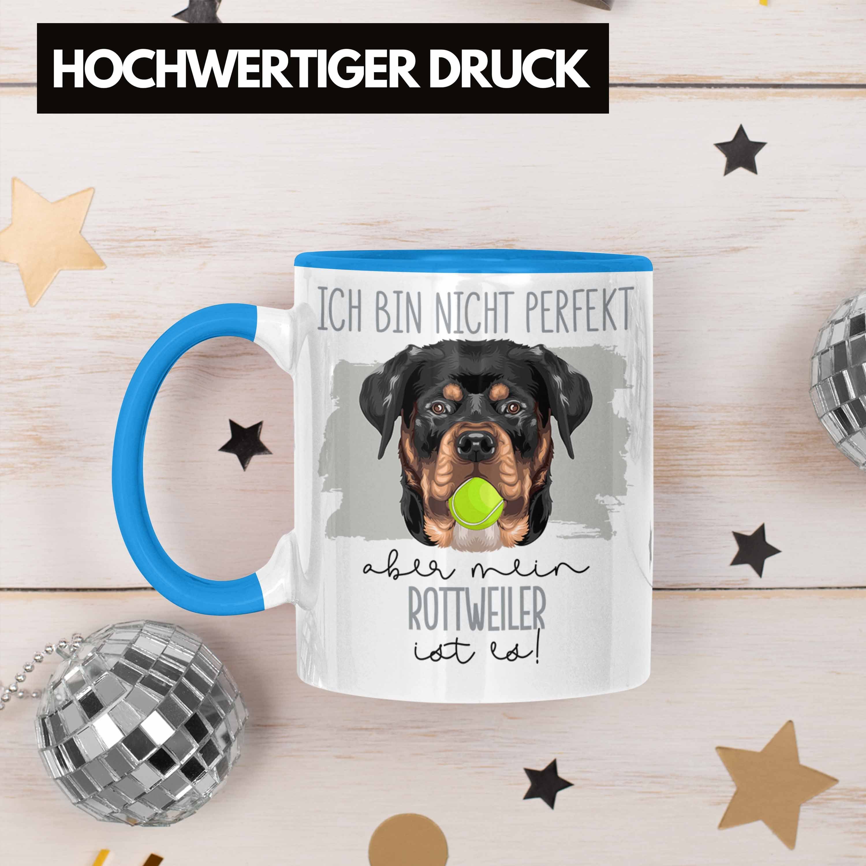 Blau Tasse Geschenkidee Besitz Geschenk Besitzer Tasse Spruch Trendation Lustiger Rottweiler