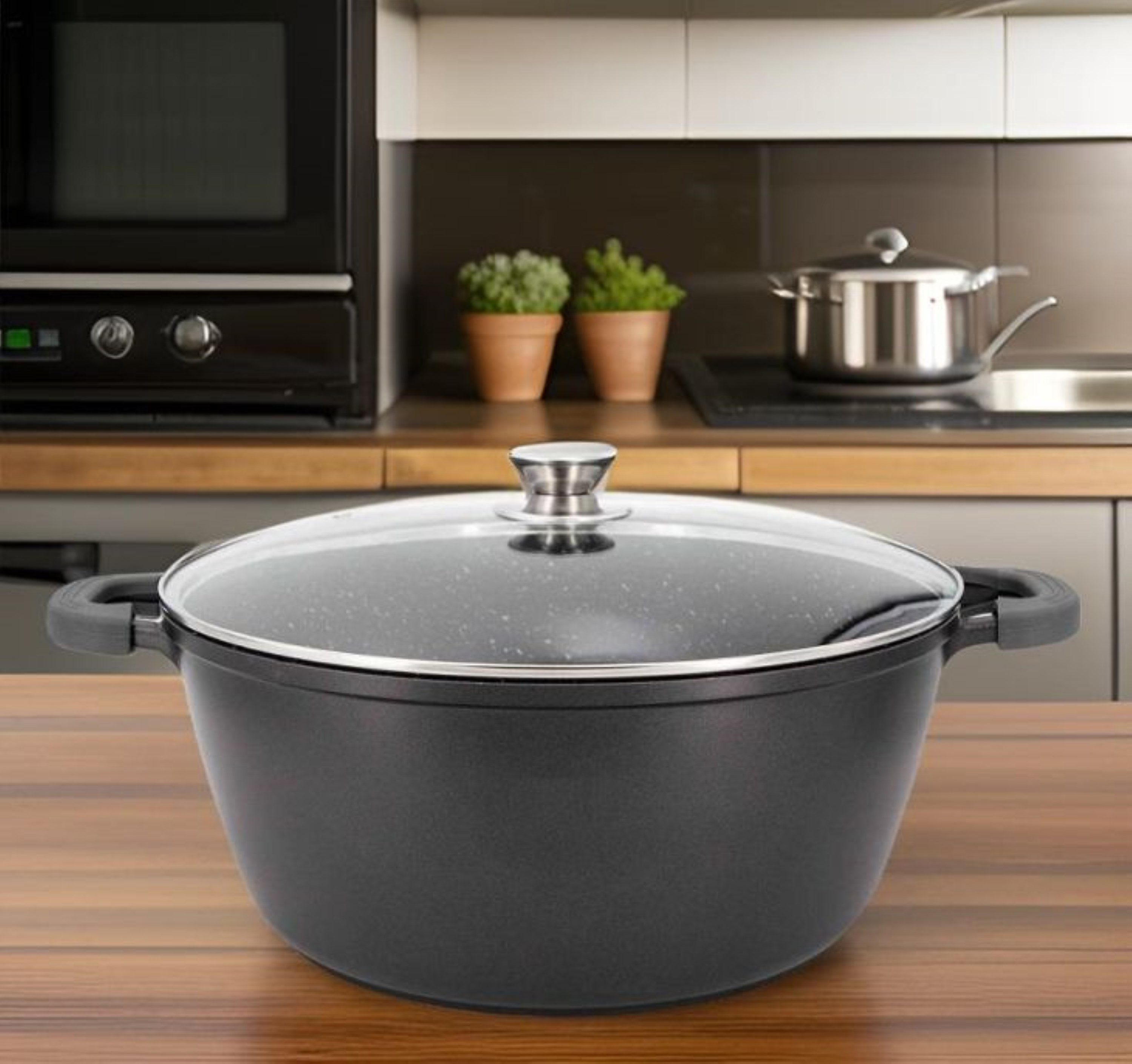 Cheffinger Kochtopf XXL mit Deckel ø44 cm mit Marmorbeschichtung ca. 23 L - Schwarz, (1-tlg)