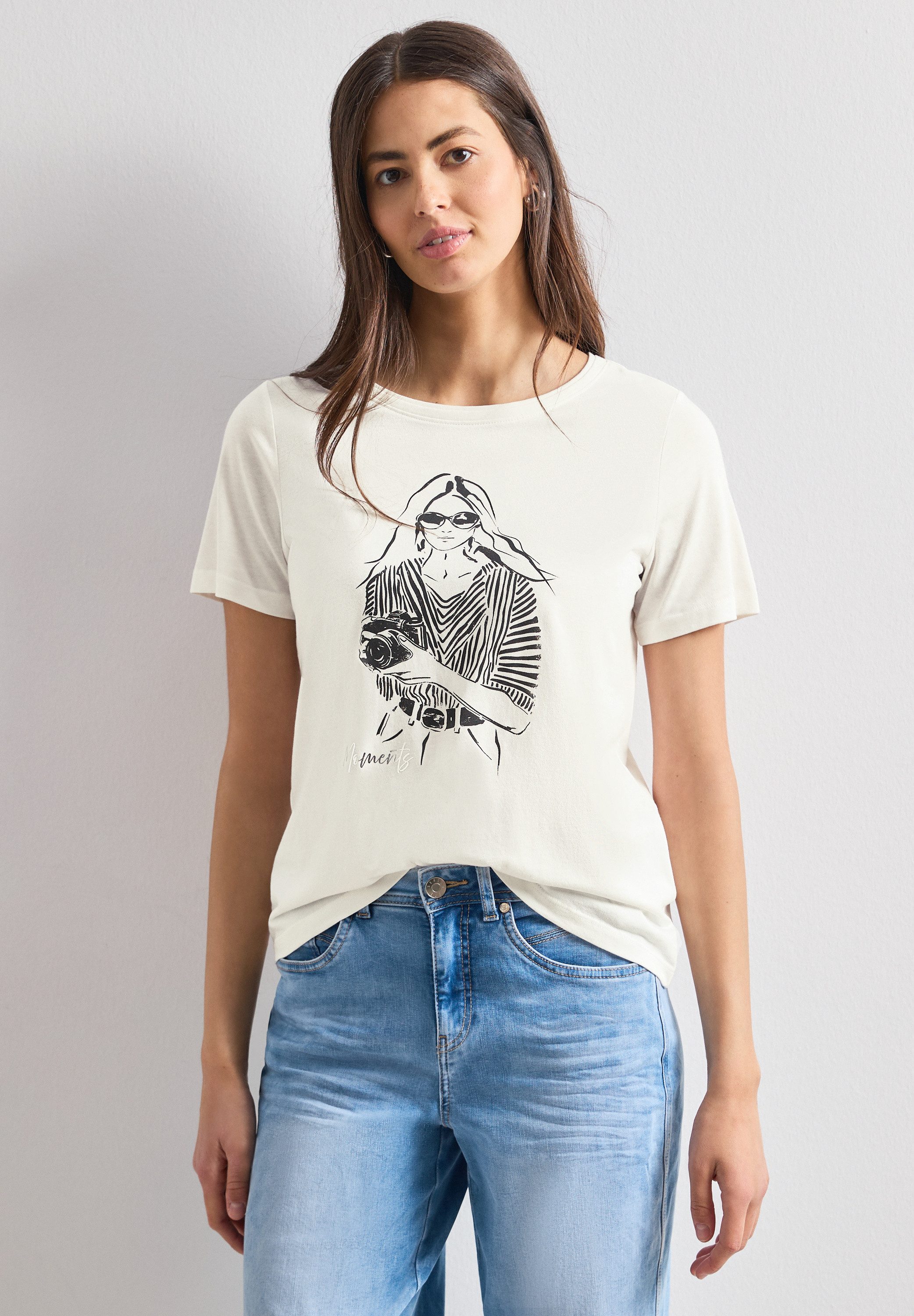STREET ONE Print-Shirt aus softem Materialmix