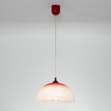 Licht-Erlebnisse Pendelleuchte ADANIA, ohne Leuchtmittel, Hängelampe Glas Rot rund 30 cm Retro Küche Esszimmer E27 Lampe