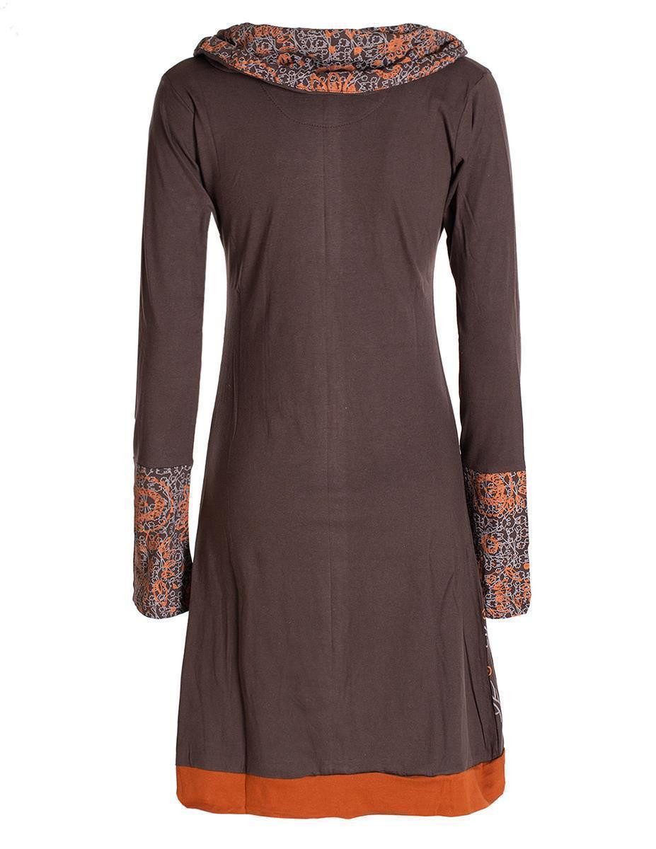 Vishes Jerseykleid Blumen-Kleid Langarm-Shirtkleid Schal-Kragen Baumwolle günstig online kaufen
