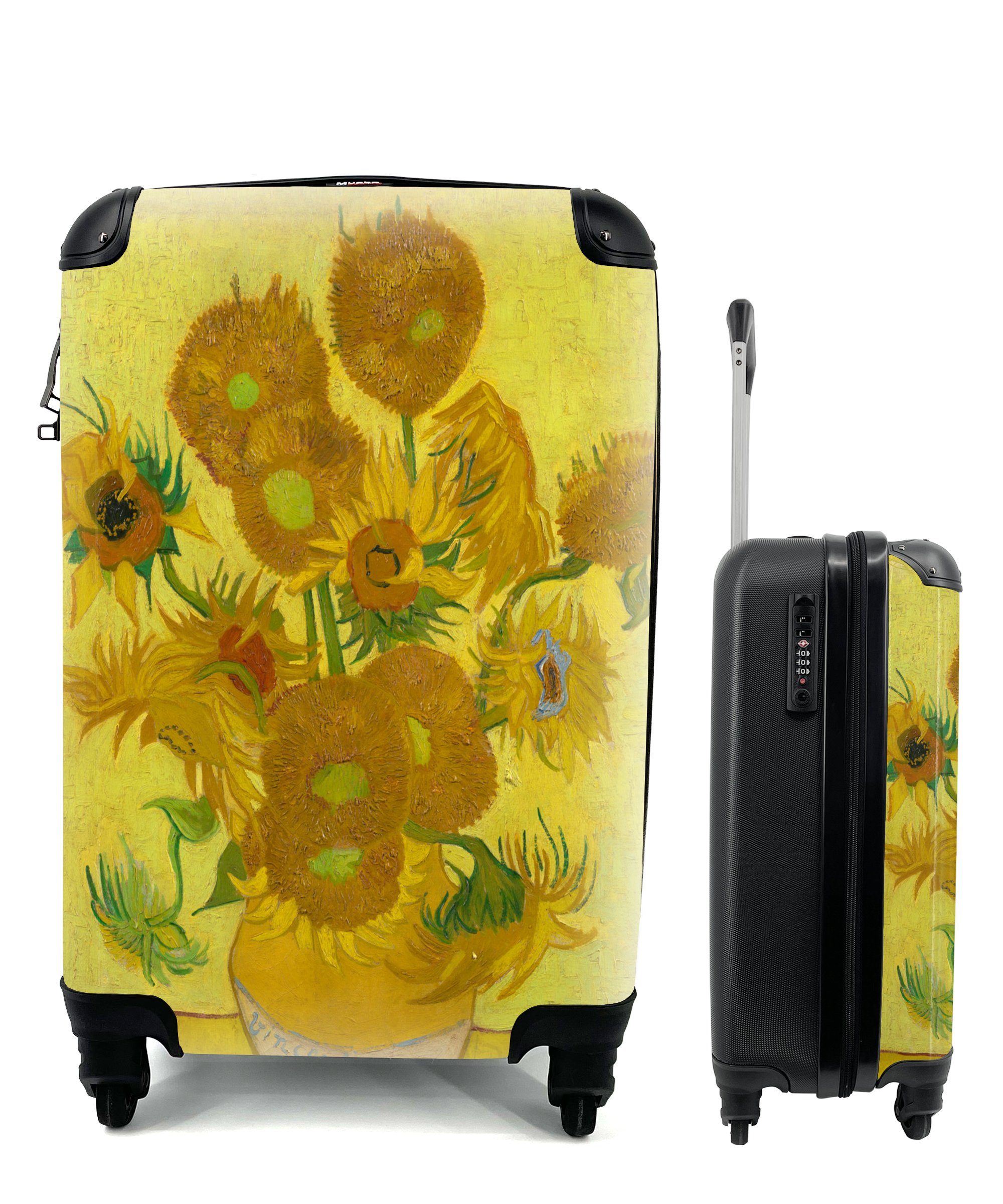 4 Reisekoffer Ferien, Rollen, rollen, MuchoWow Handgepäck mit Handgepäckkoffer Trolley, für Gogh, Vincent - van Reisetasche Sonnenblumen