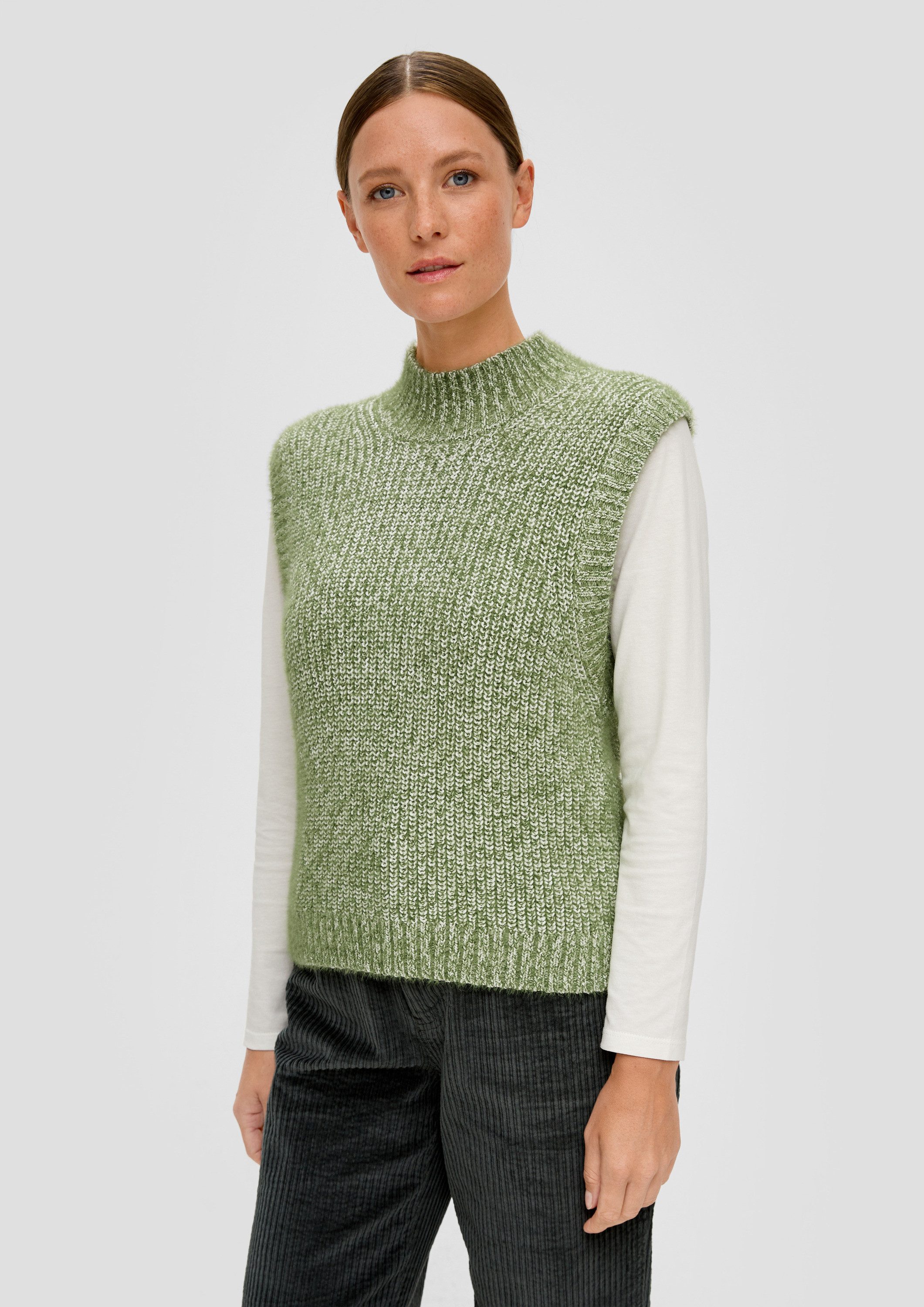 s.Oliver Rundhalspullover Strickpullunder С коротким рукавом aus Rippstrick (1-tlg)