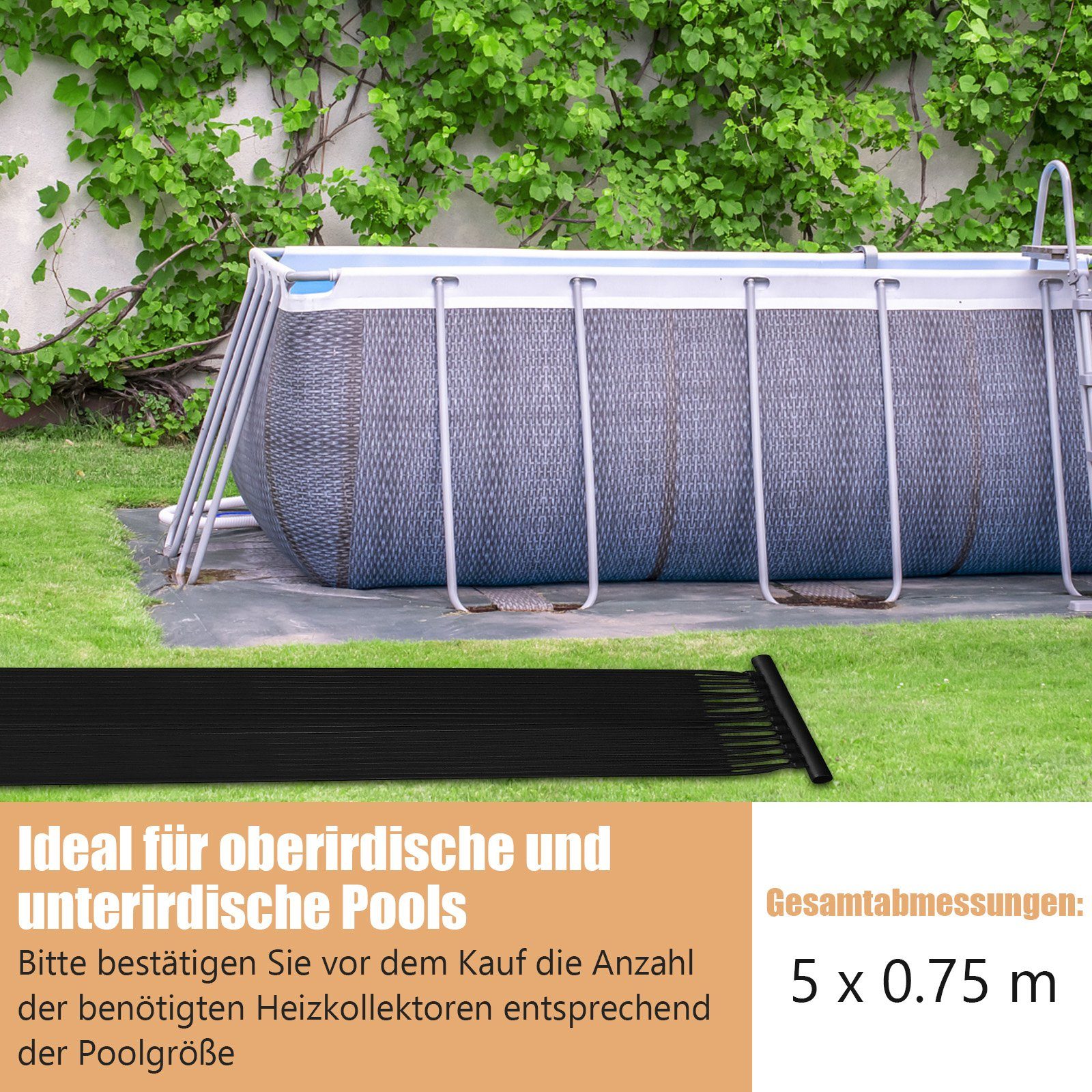 500x75cm, Poolheizung, Pool-Wärmepumpe Solarkollektor COSTWAY Komplettset