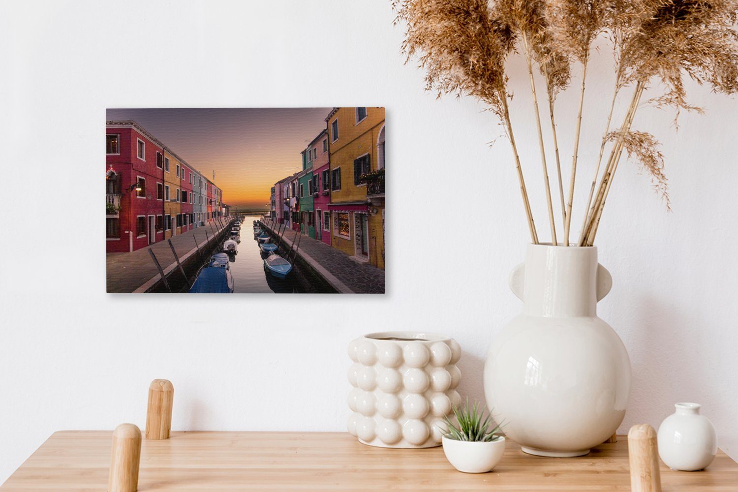 OneMillionCanvasses® Leinwandbild Italien Leinwandbilder, 30x20 St), - Wandbild Wasser, Wanddeko, Haus (1 cm - Aufhängefertig