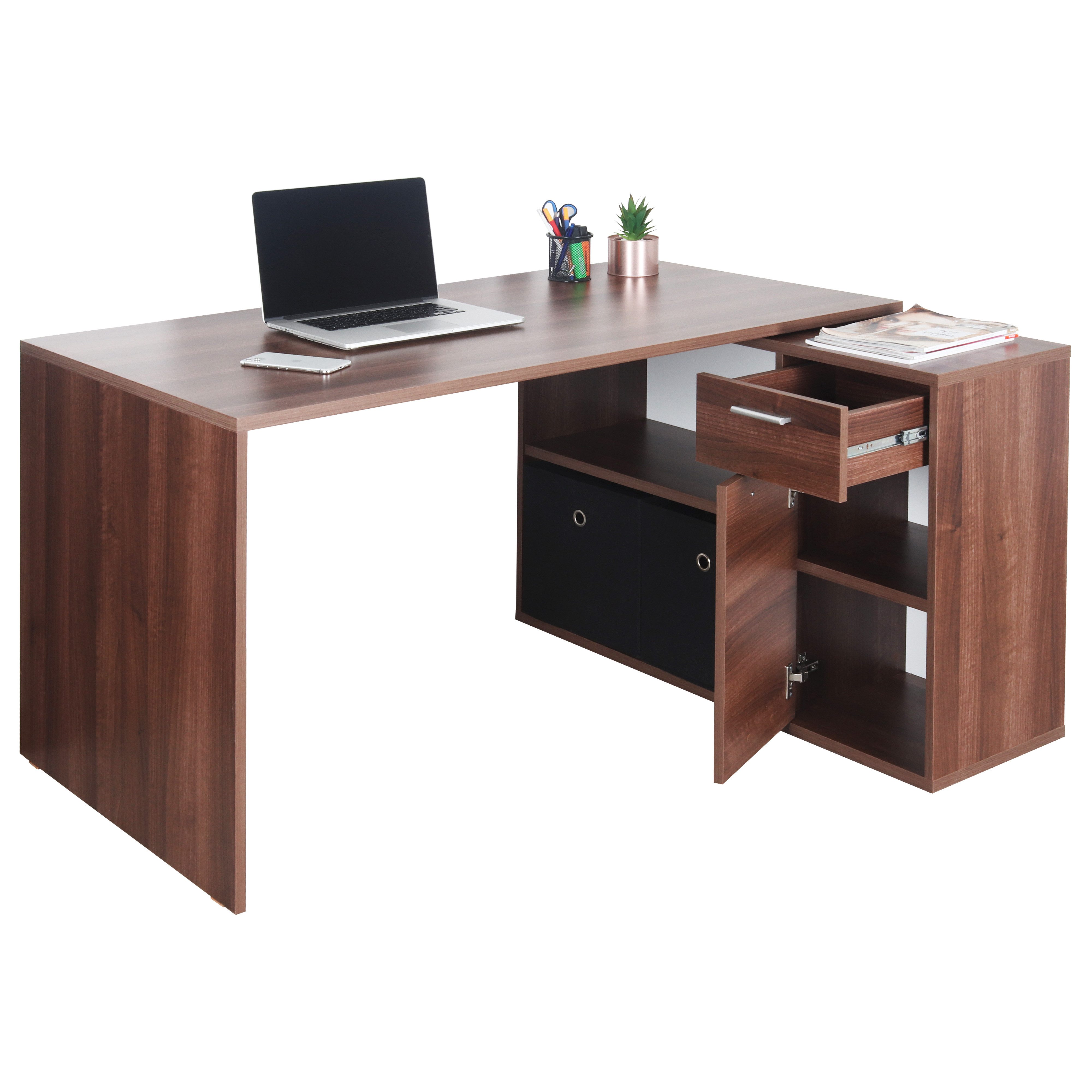 RICOO Eckschreibtisch WM083-OW (1-St), Schreibtisch Bürotisch Ecke für Kinder & Erwachsene klein in L Form