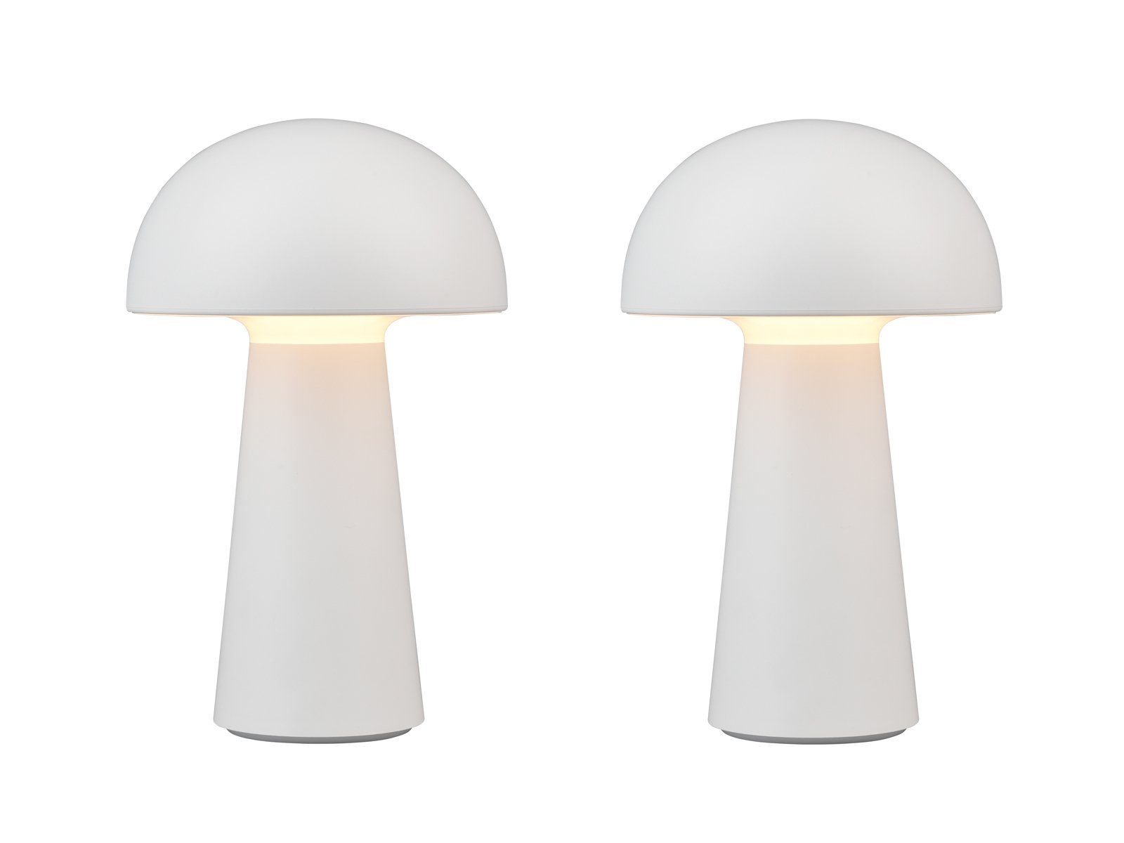 Reality Leuchten LED Außen-Tischleuchte, Dimmfunktion, LED fest integriert, Warmweiß, 2er SET Akku Pilz-Lampe ohne Kabel, Outdoor, kabellos, Touch dimmbar