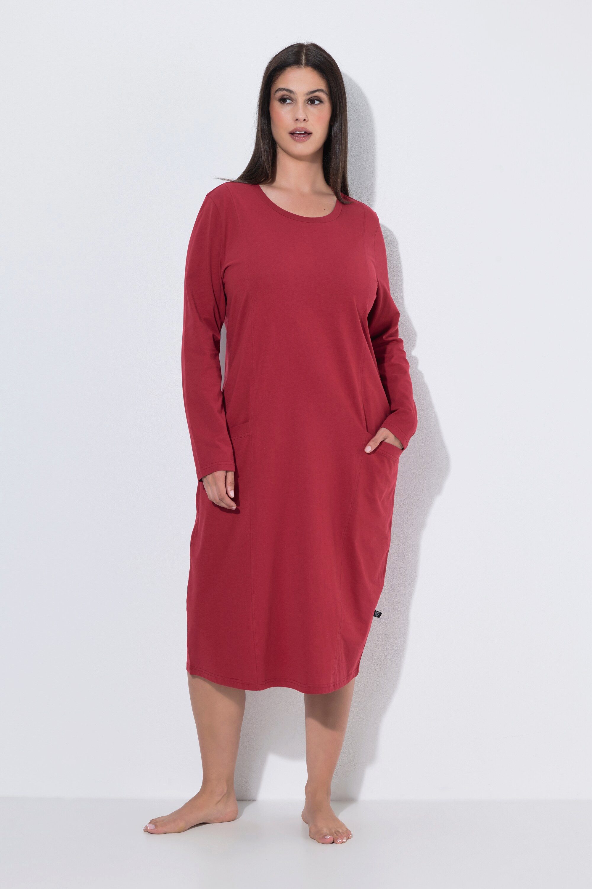 Ulla Popken Nachthemd Bigshirt Taschen Rundhals Langarm