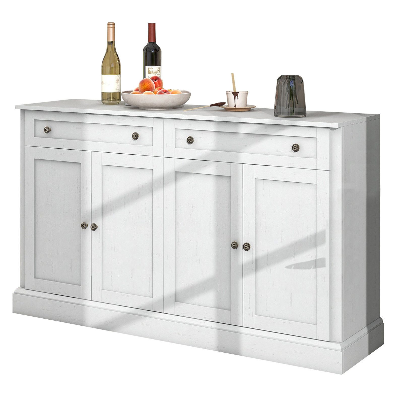 Yorbay Sideboard mit 4 Türen und 2 Schubladen Beistellschrank 150 x 40 x 86 cm, Buffetschrank für Esszimmer, Wohnzimmer, Küche