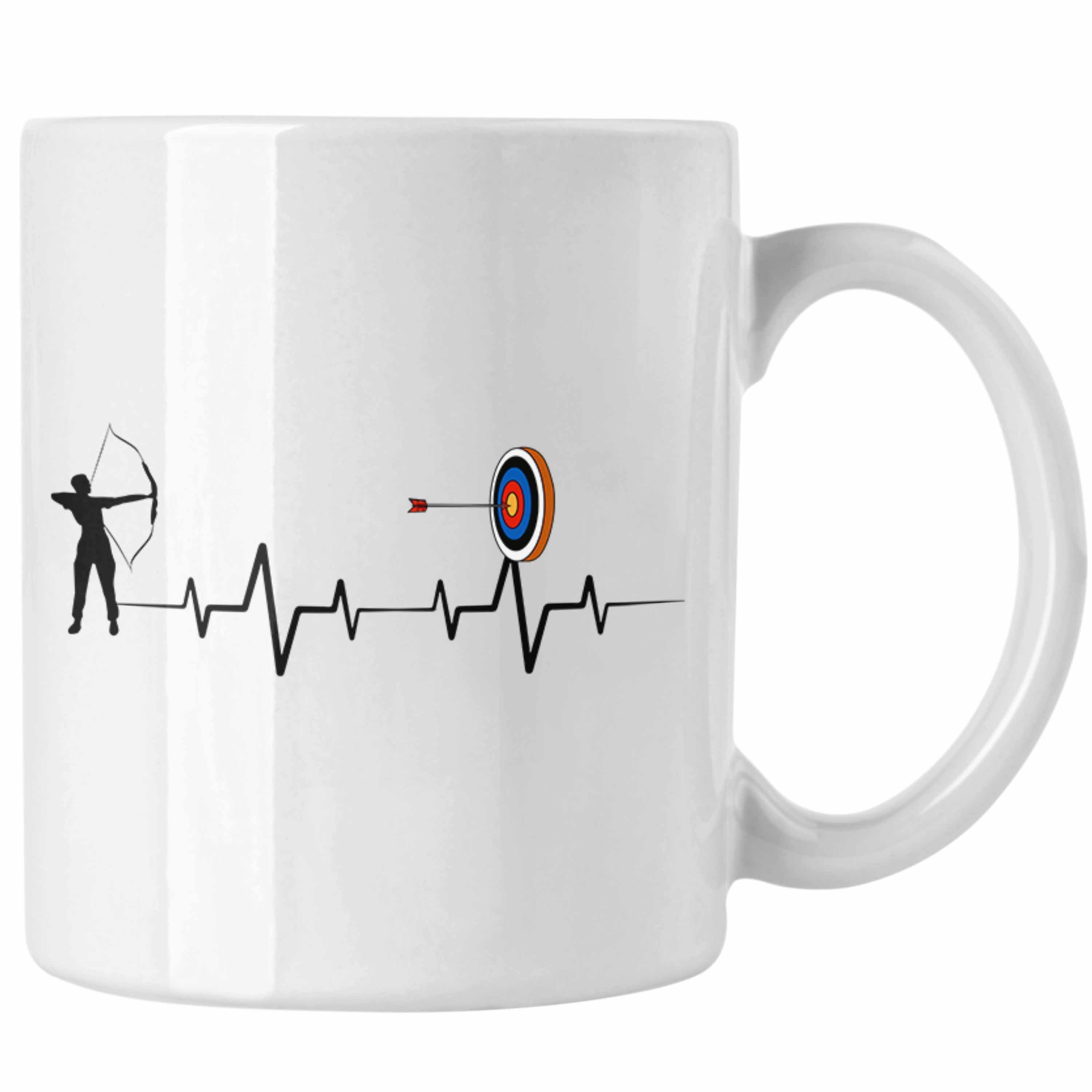 Trendation Tasse Lustige Bogenschütze Tasse Geschenk für Pfeil & Bogen Enthusiasten He Weiss