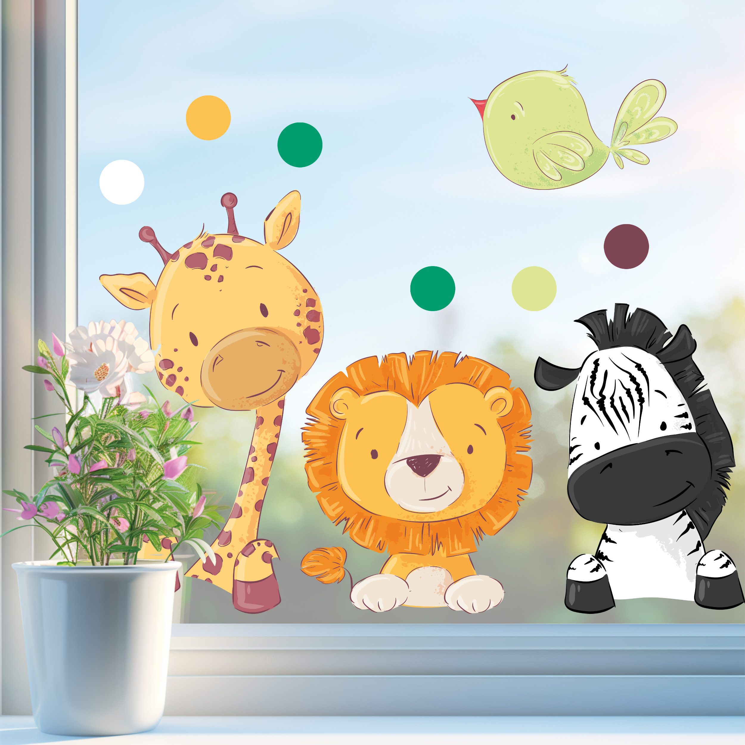 Sunnywall Fensterdekoration wiederverwendbares Fensterbild Tiere Giraffe günstig online kaufen