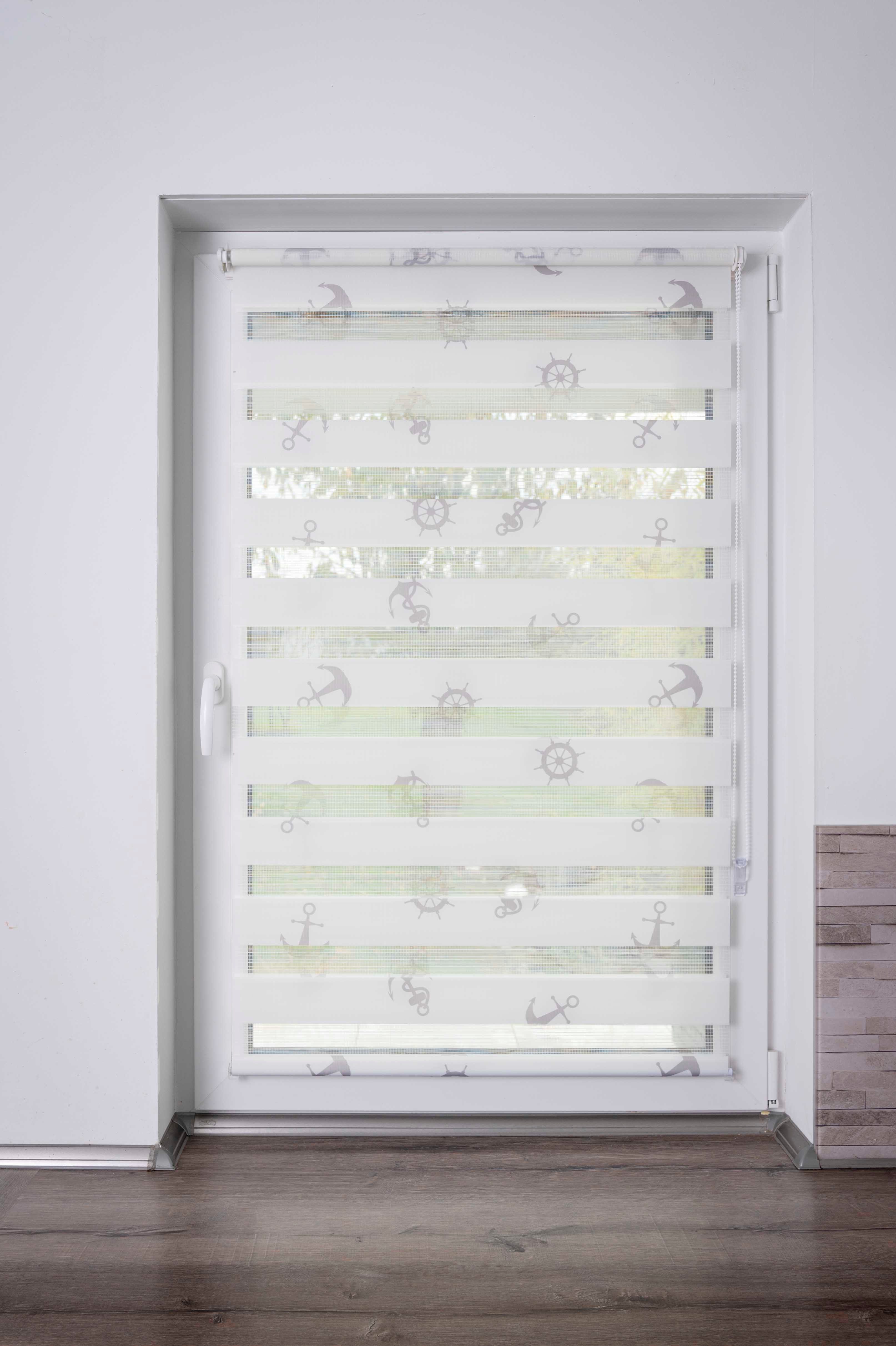 Doppelrollo MARITIM bedruckt, K-HOME, Lichtschutz, ohne Bohren, freihängend, Klemmfix, Klemmfix, bedruckt