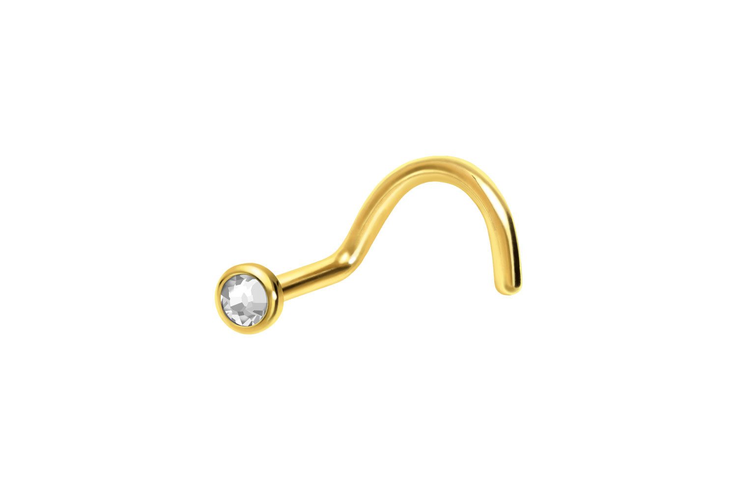 PIERCINGLINE Nasenpiercing Titan Nasenstecker Spirale FLACHE KRISTALLDISC (Nasenstecker, 1-tlg)