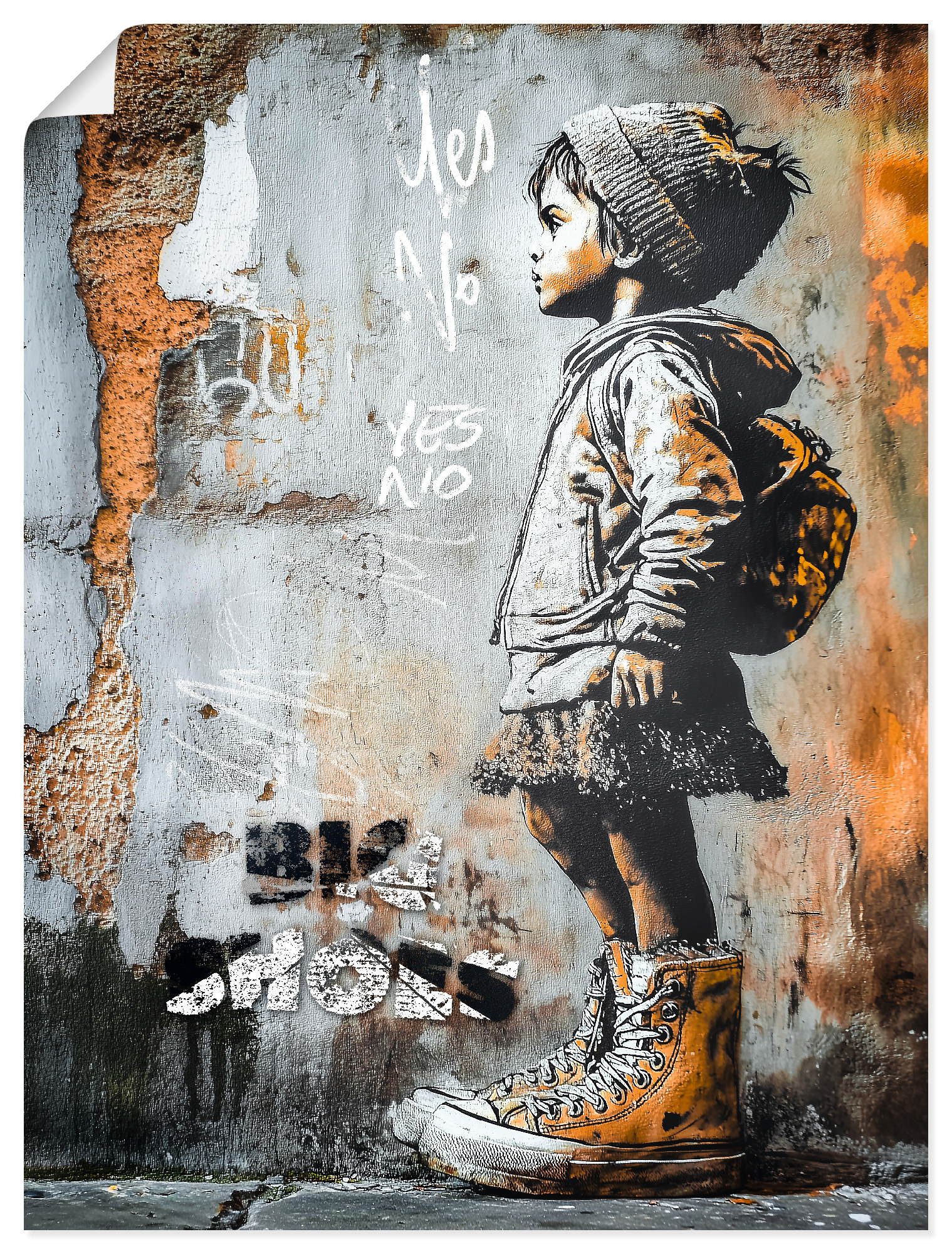 Artland Wandbild Große Schuhe, Bilder von Kindern (1 St), als Alubild, Leinwandbild, Poster, Wandaufkleber in verschied. Größen
