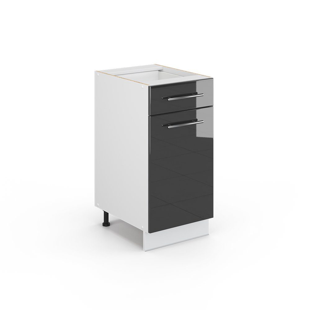 Vicco Unterschrank Fame-Line, Anthrazit Hochglanz/Weiß, 40 cm ohne Arbeitsplatte
