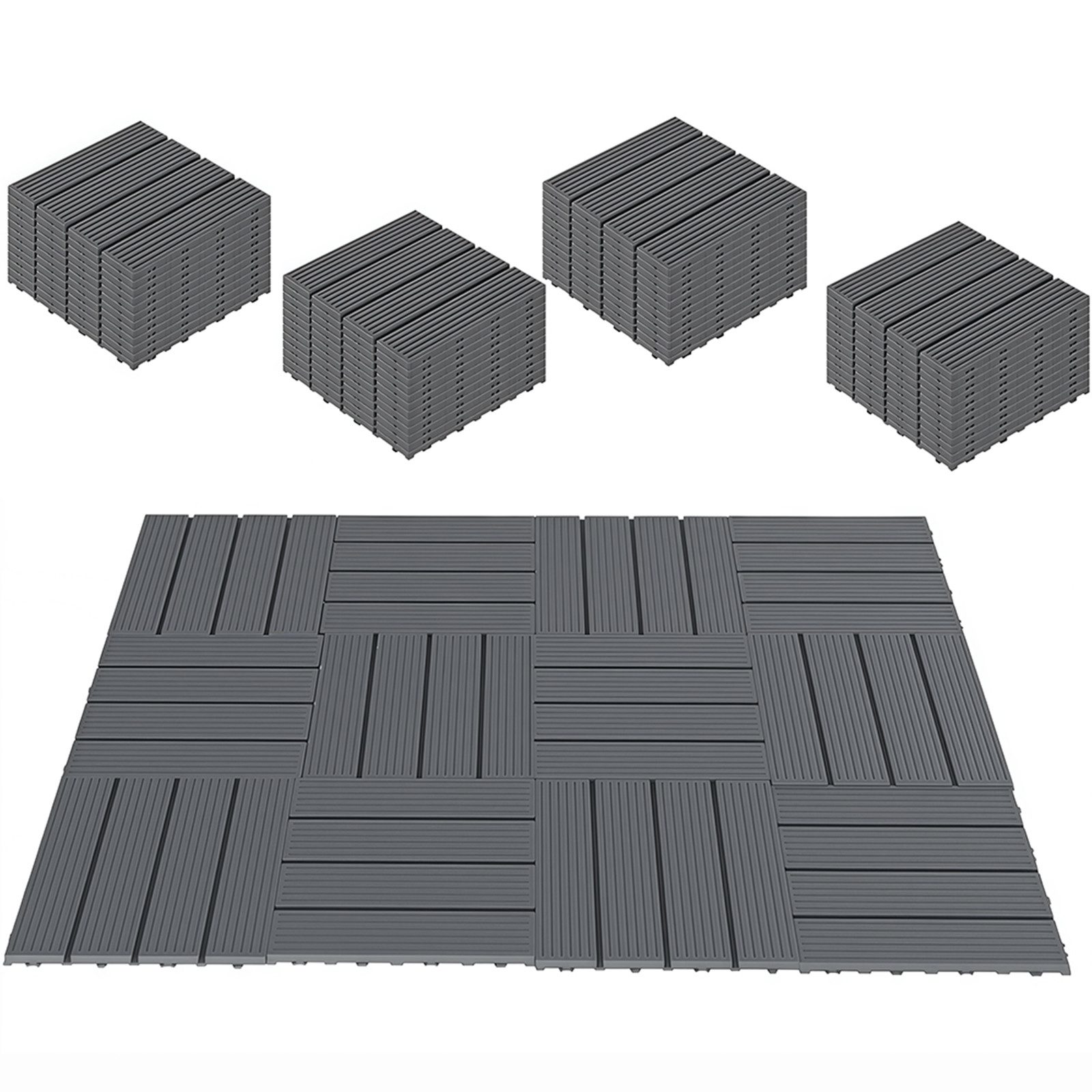 GLIESE Terrassendielen Terrassenfliesen 44er Set mit Klicksystem, 30 x 30 x 2 cm, 3,96 m², BxL: je 30x30 cm, 20 mm Stärke, (Set, 44-St., Dunkelgrau), für Garten, Holzstege, Terrasse, Hof, Wohnzimmer, Schlafzimmer