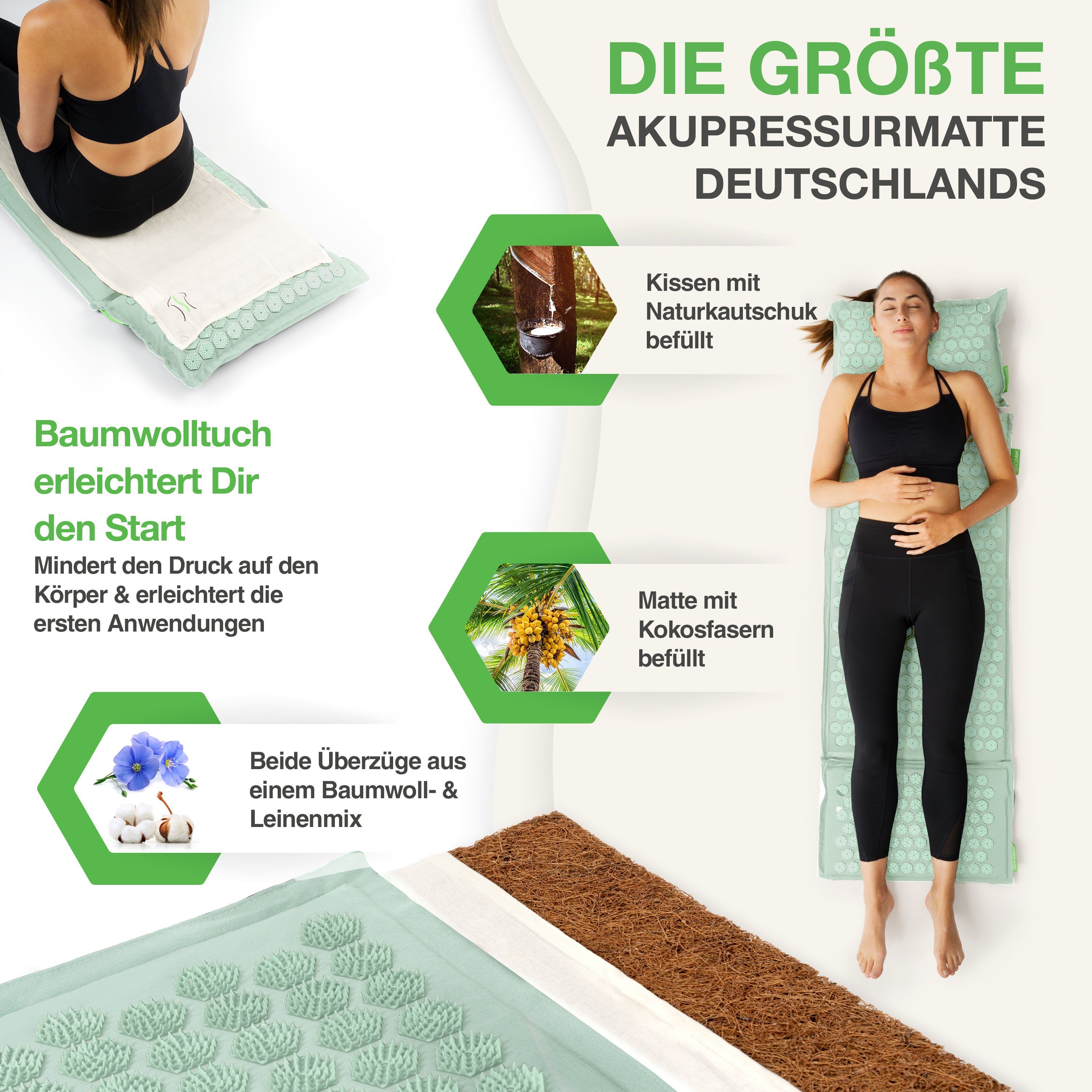 BACKLAxx® Akupressurmatte "Magnum" (Akupressurmatten Set, 5teilig + gratis-Download)