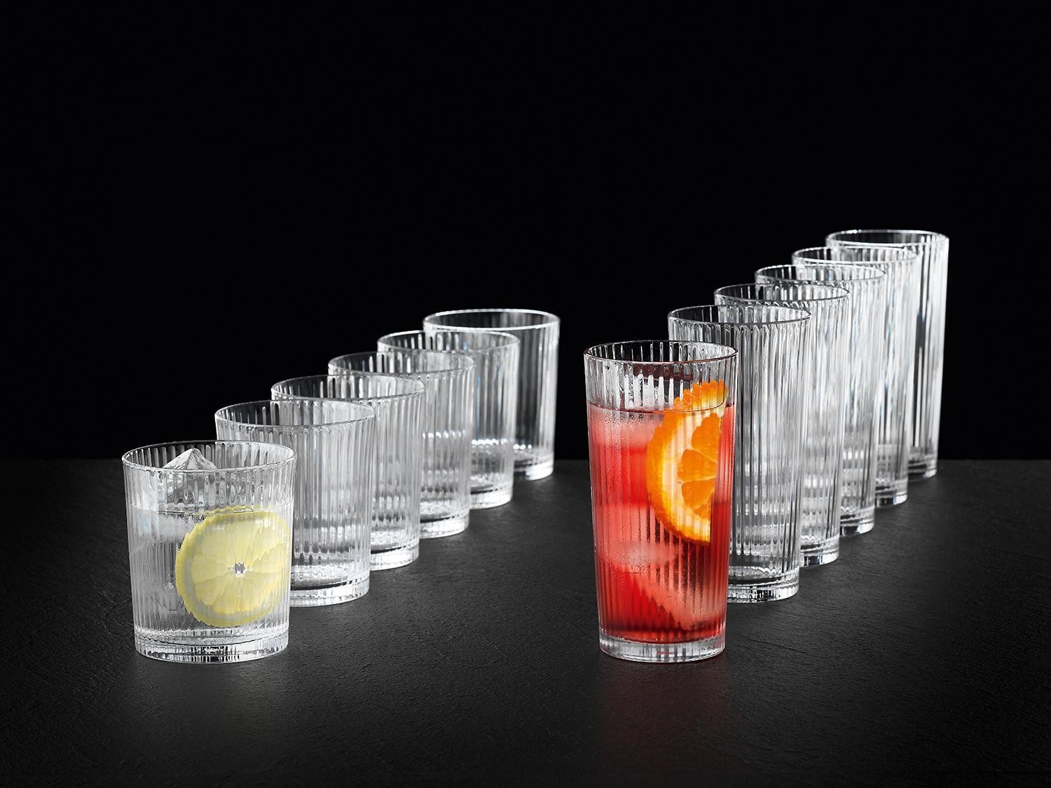 Nachtmann Gläser-Set APERITIVO, 12-teilig, Transparent, Kristallglas, Kristallglas, 6 Longdrinkgläser, 6 Whiskygläser