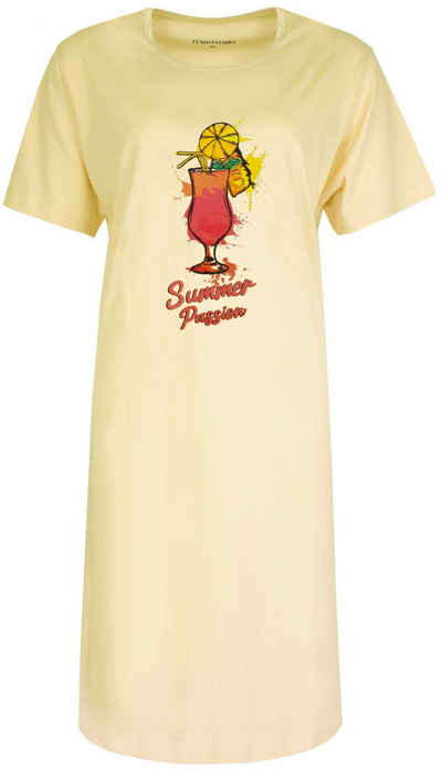 TEMPTATION Nachthemd Damen Schlafshirt mit kurzem Arm (1-tlg) Baumwolle