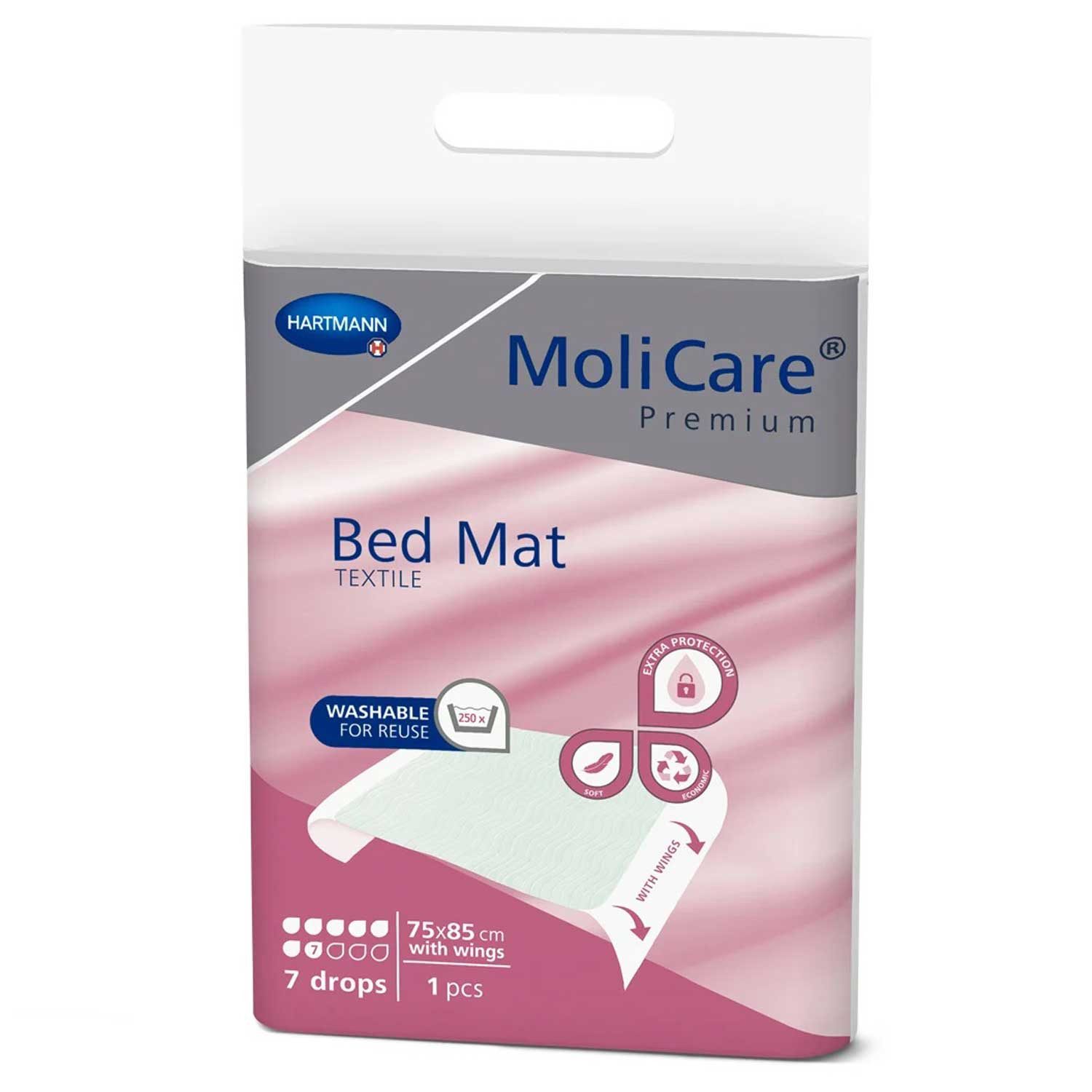Inkontinenzauflage MoliCare® Premium Bed Mat Textile 7 Tropfen - 75x85 cm Flügel 1x1 Stüc PAUL HARTMANN AG