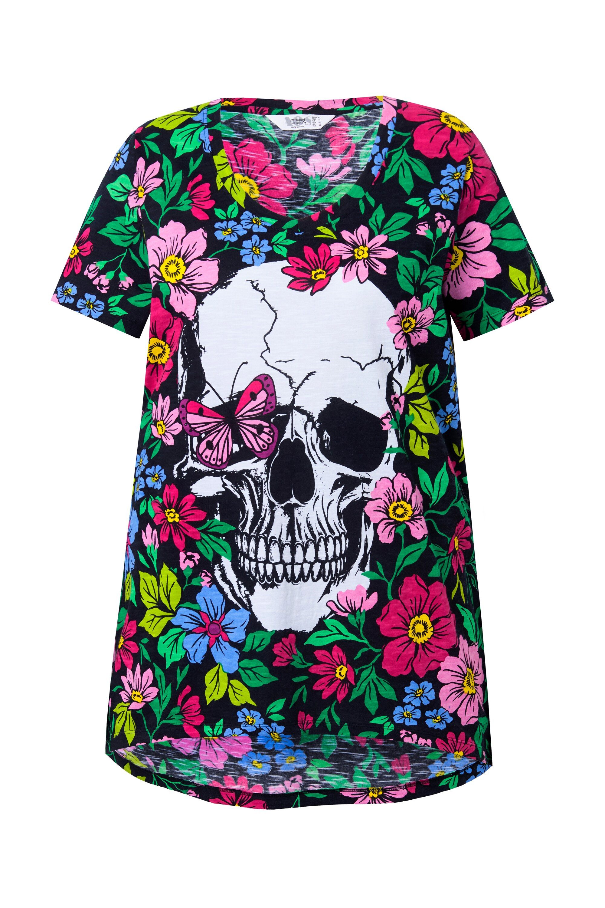 Angel of Style T-Shirt T-Shirt Totenkopf und Blumen Halbarm günstig online kaufen
