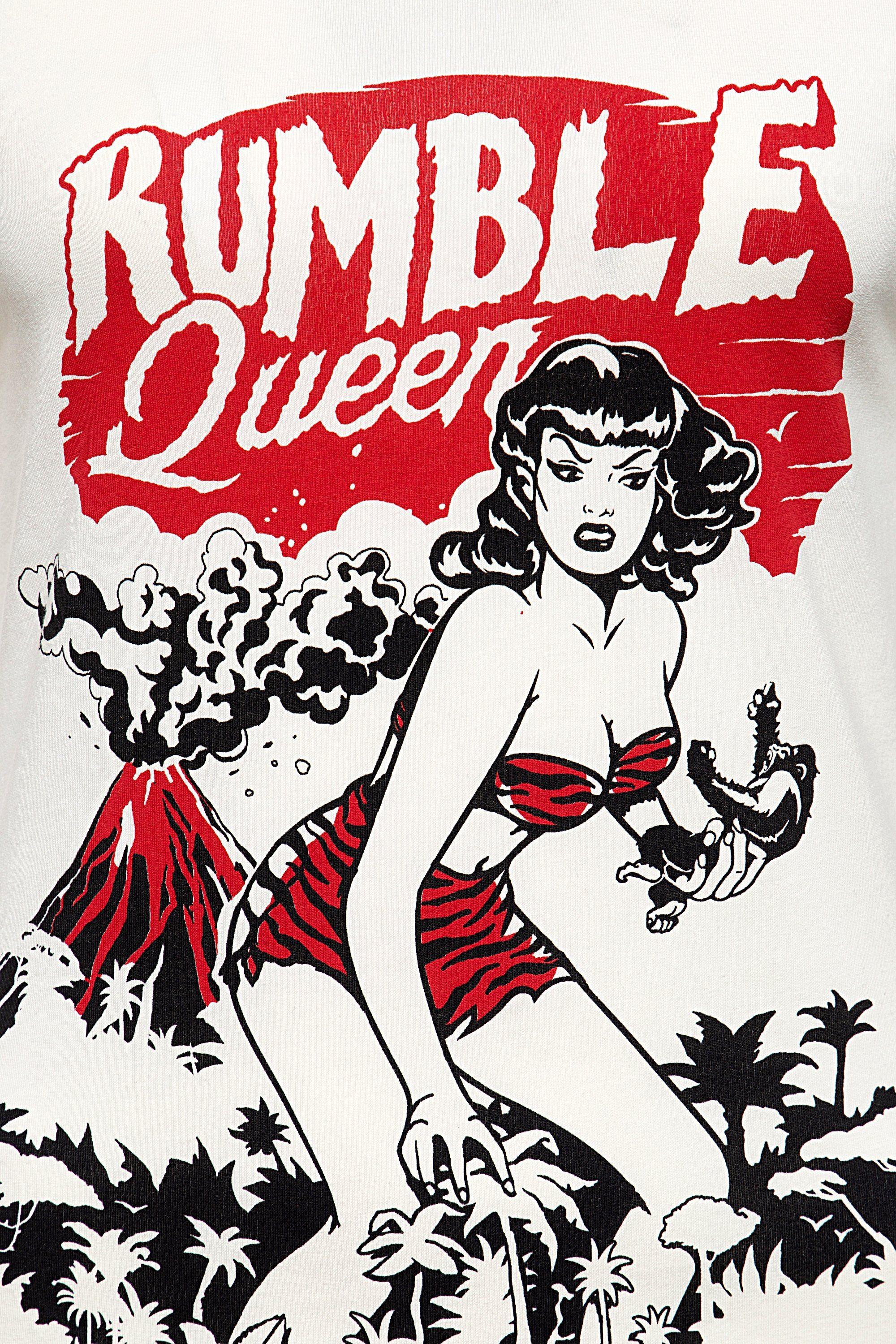 QueenKerosin Rumble im Look T-Shirt Queen offwhite Vintage