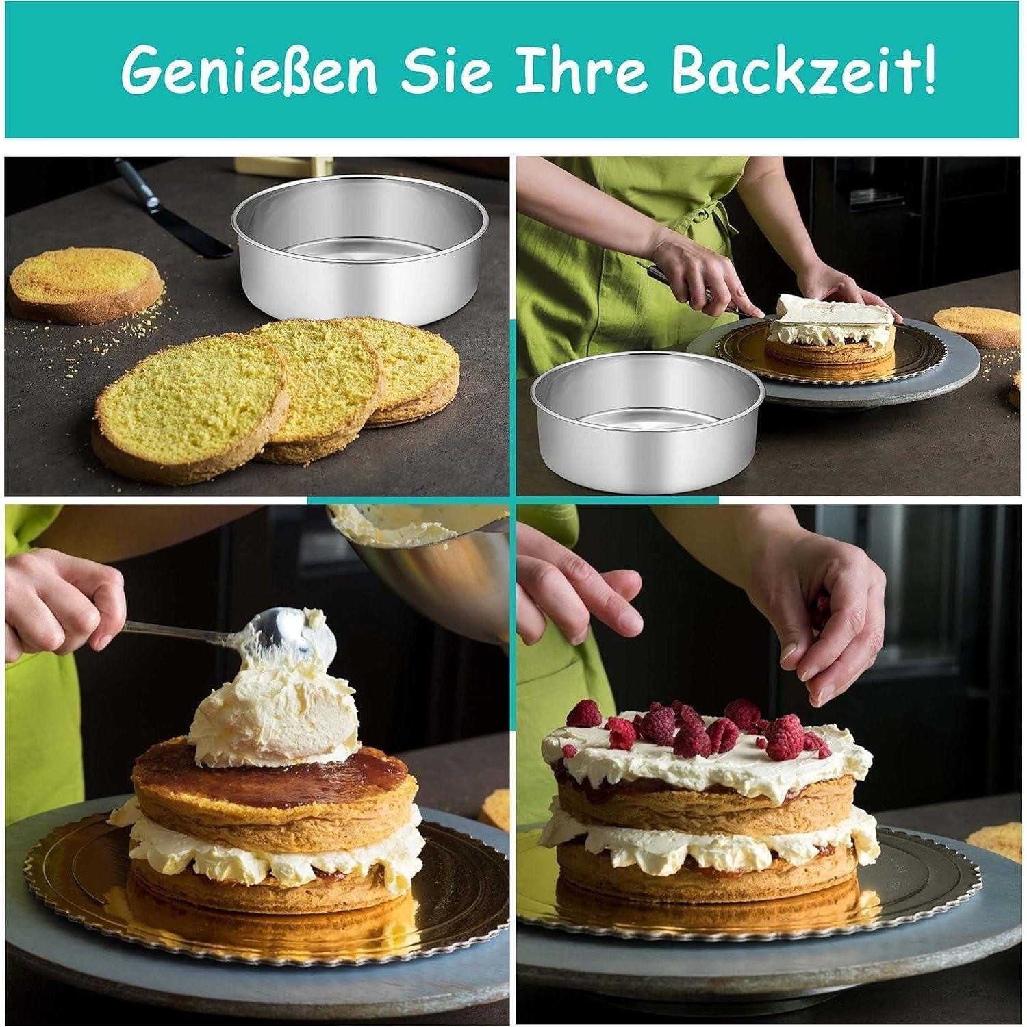 LuxusKollektion Backform Backform rund Edelstahl 2er rostfrei spülmaschinenfest 24cm, (1-tlg) – Bild 5 von 5