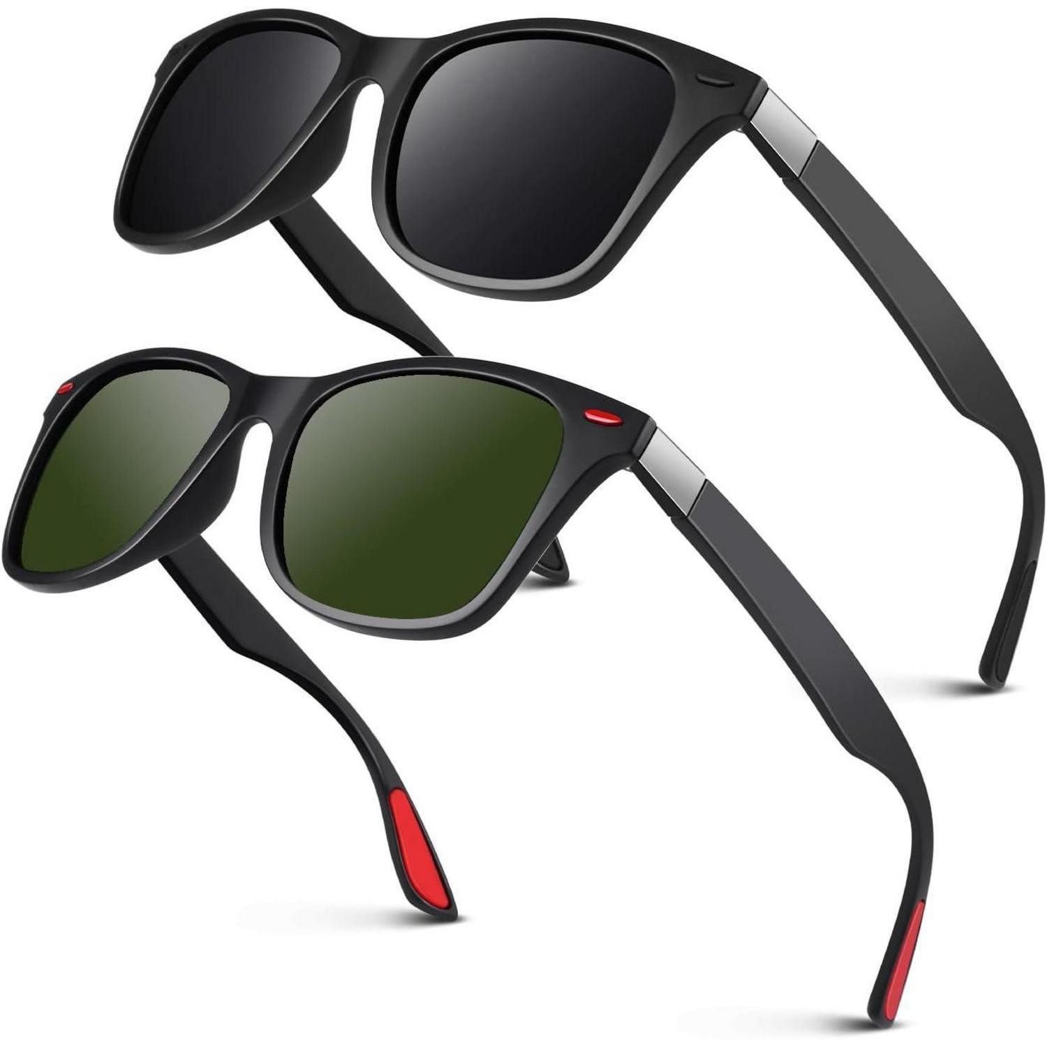 LuxusKollektion Wayfarer Sonnenbrille Herren Damen Matt Schwarz Grau & Matt Schwarz Grün G15