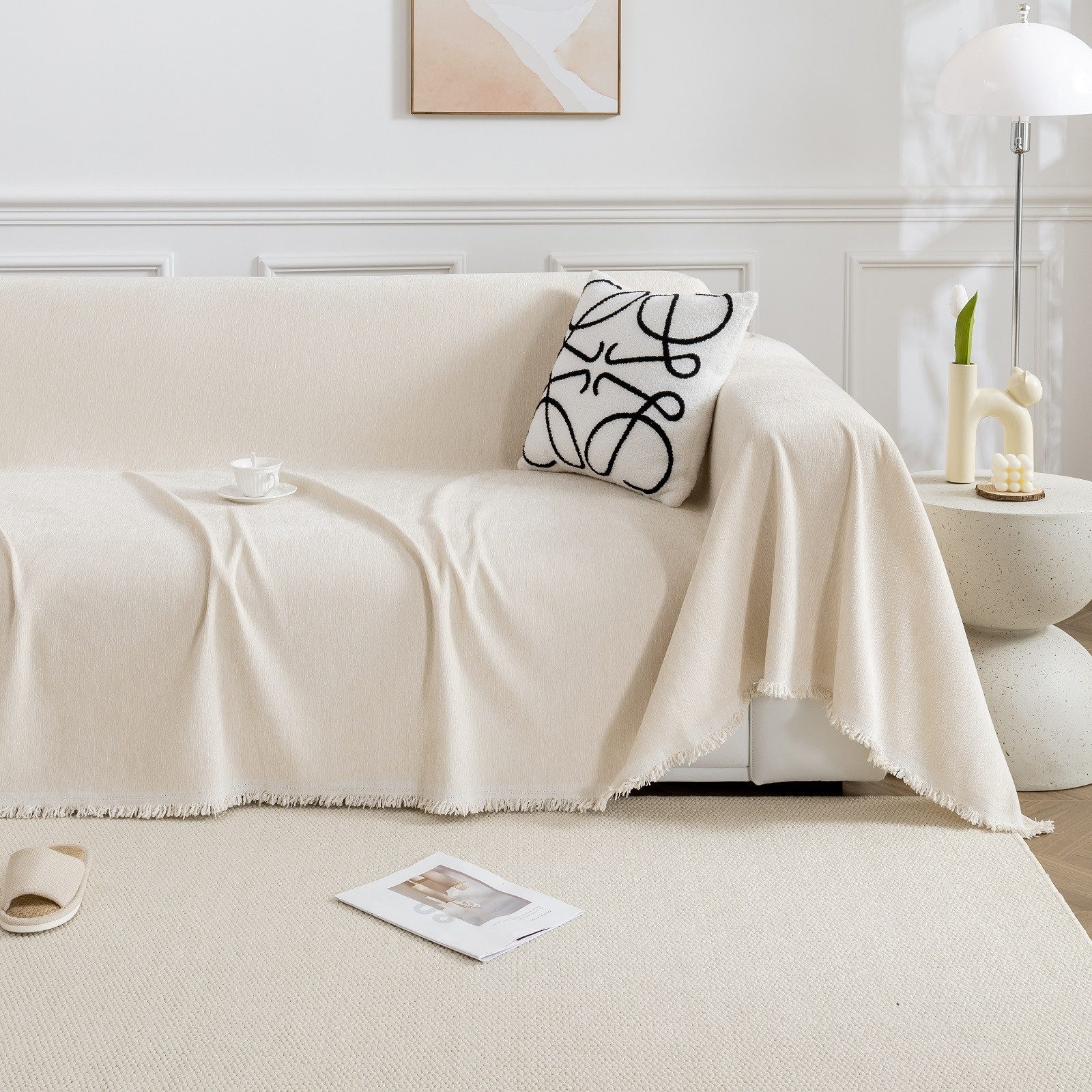 Qelus Sofahusse Sofa überwurfdecke 1 St. Chenille Sofaüberwurf, Einfach Couch überwurf, 180*180/260*180/340*180cm,für Wohnzimmer Schlafzimmer Sofadecke