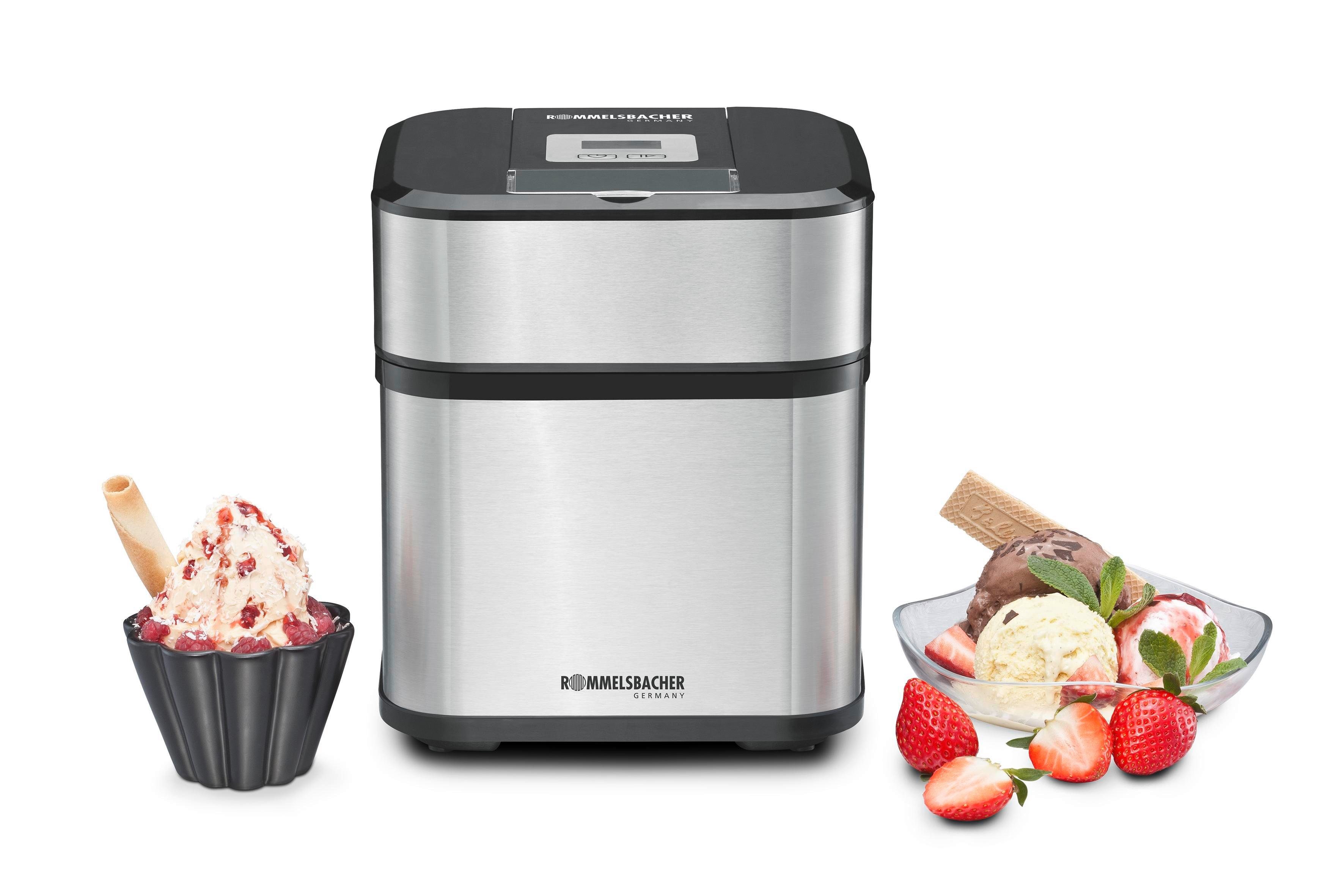 Rommelsbacher Eismaschine IM 12 Kurt, 1,50 l, 12,00 W, Cremiges Eis, Frozen Yogurt, Sorbet, Slush