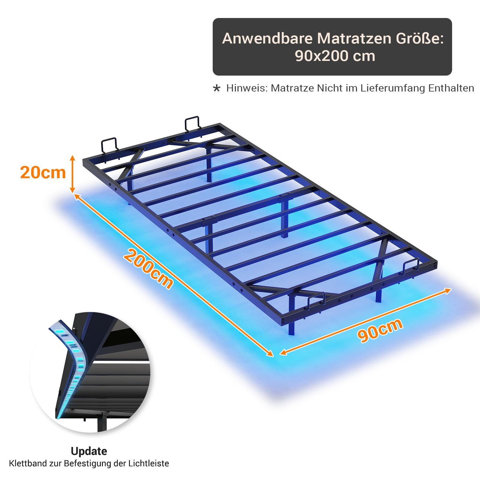 MSMASK Metallbett Schwebebett Bettgestell mit LED-Beleuchtung günstig online kaufen