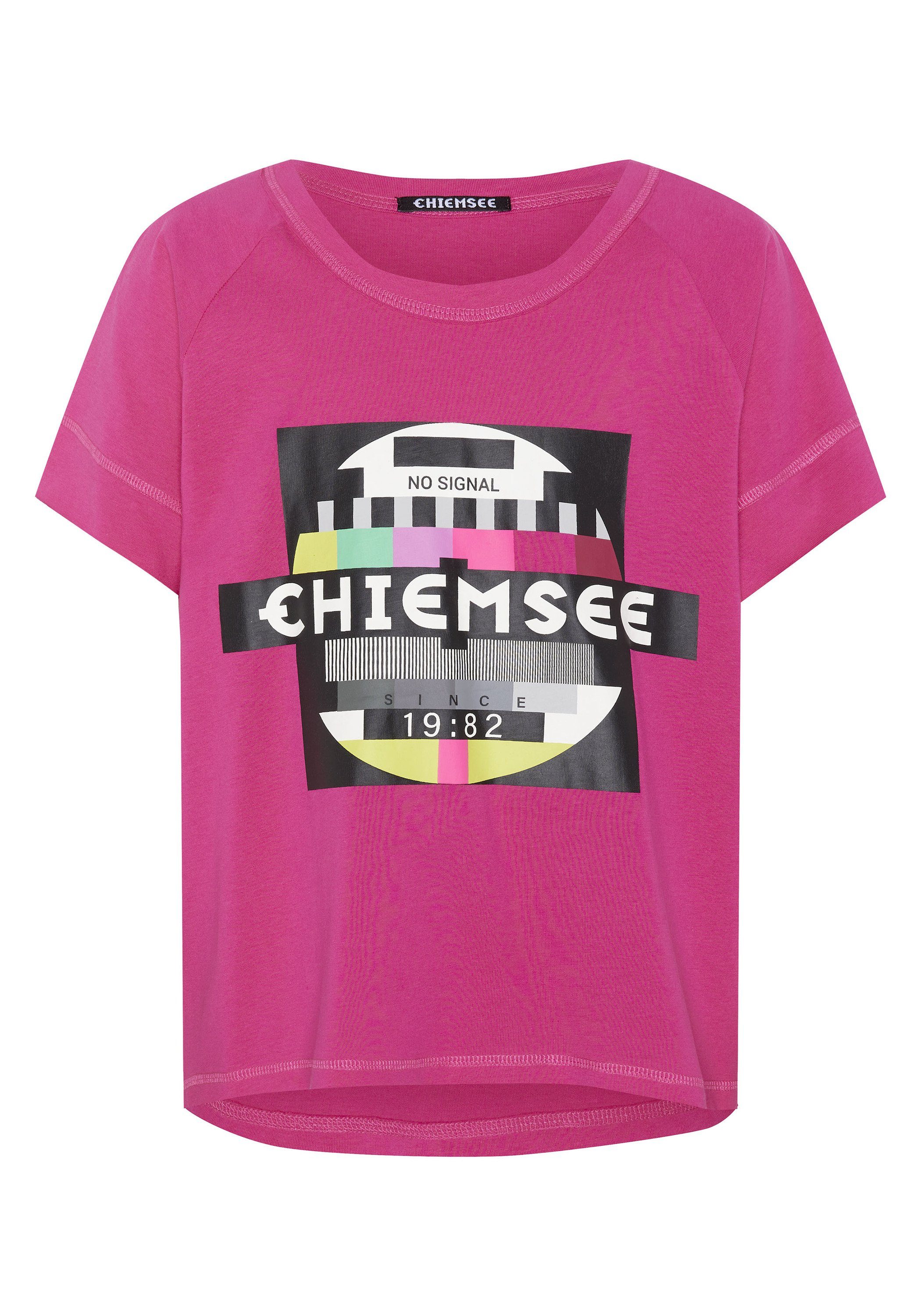 Chiemsee Print-Shirt Purple mit weitem Beetroot T-Shirt 1 Halsausschnitt