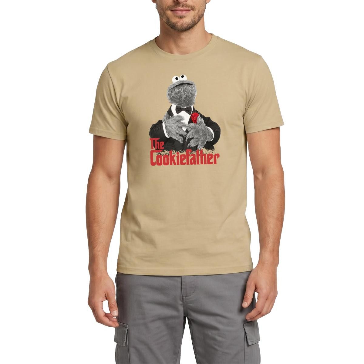 Spreadshirt T-Shirt Sesamstraße Krümelmonster The Cookiefather Männer T-Shirt (1-tlg)